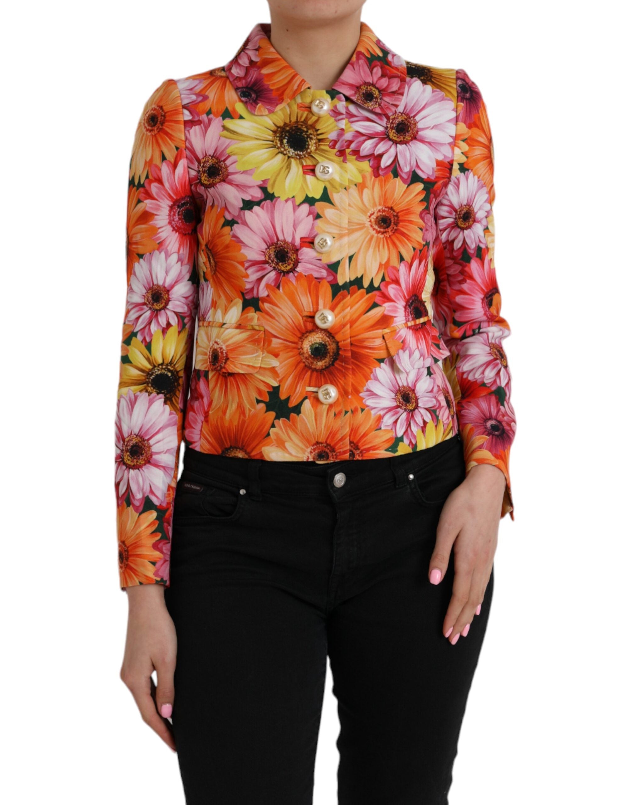 Dolce & Gabbana Multicolor Daisy Print Floral Fantasy Jacket-1