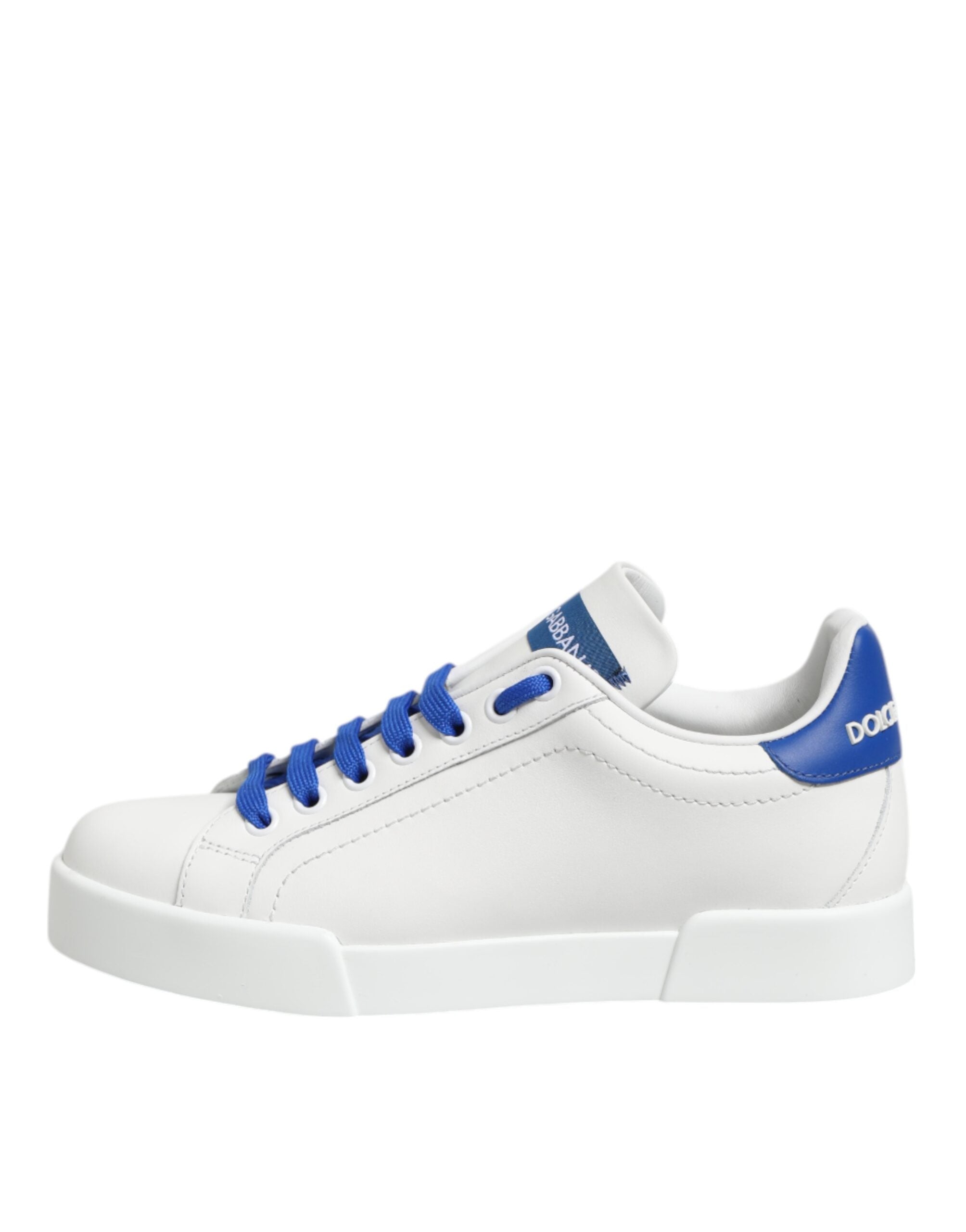 Dolce & Gabbana White Blue Leather Low Top Sneakers Shoes-7