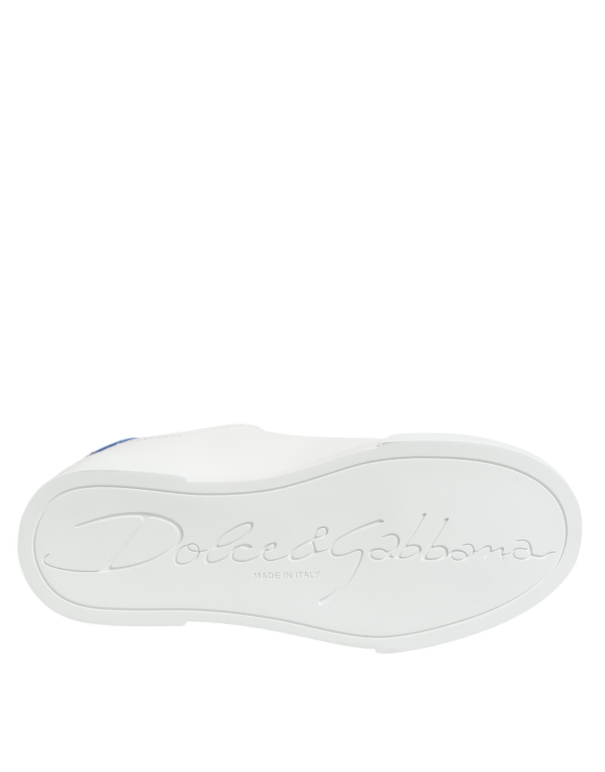 Dolce & Gabbana White Blue Leather Low Top Sneakers Shoes-8