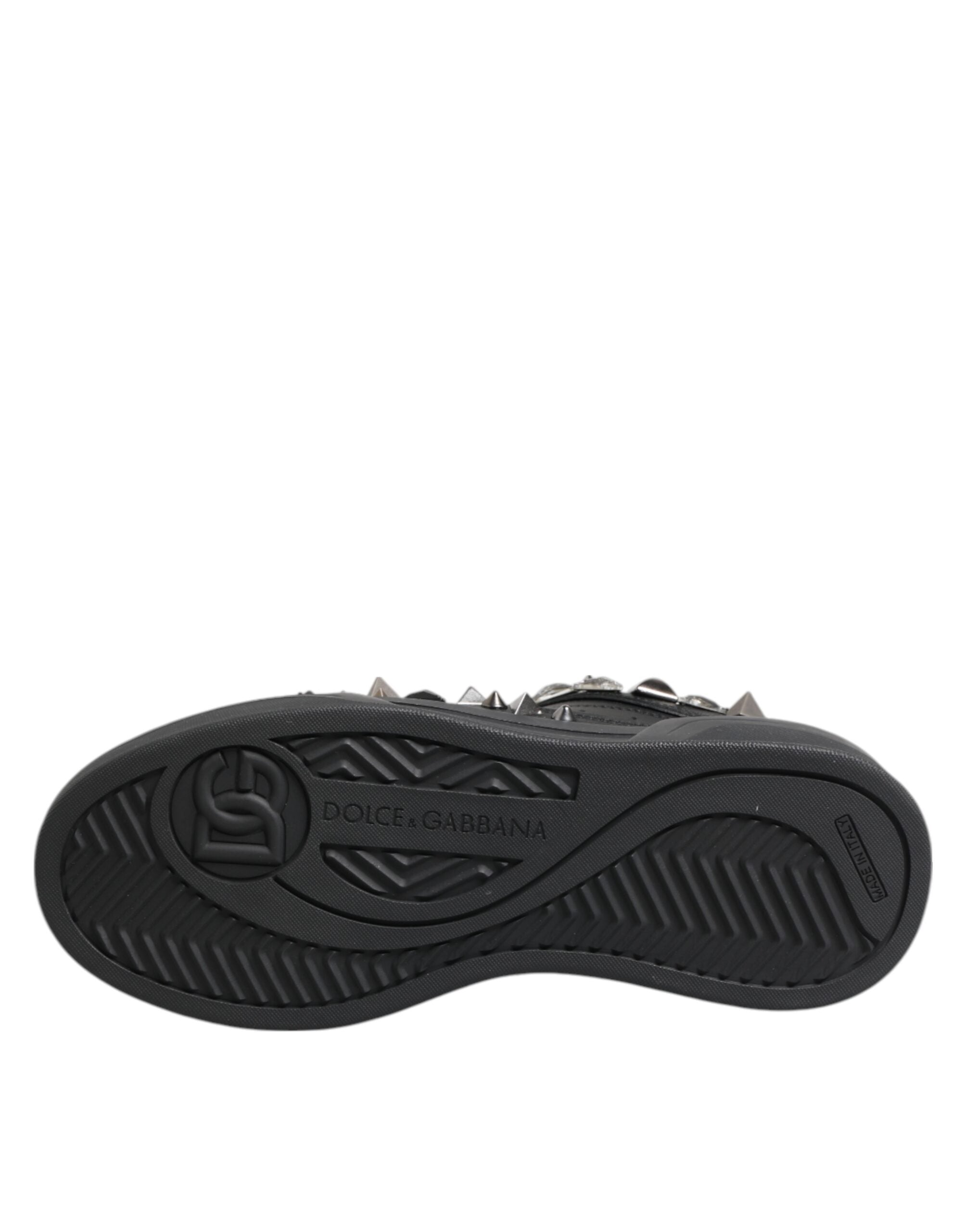 Zapatillas bajas con tachuelas de cuero negro de Dolce & Gabbana-8