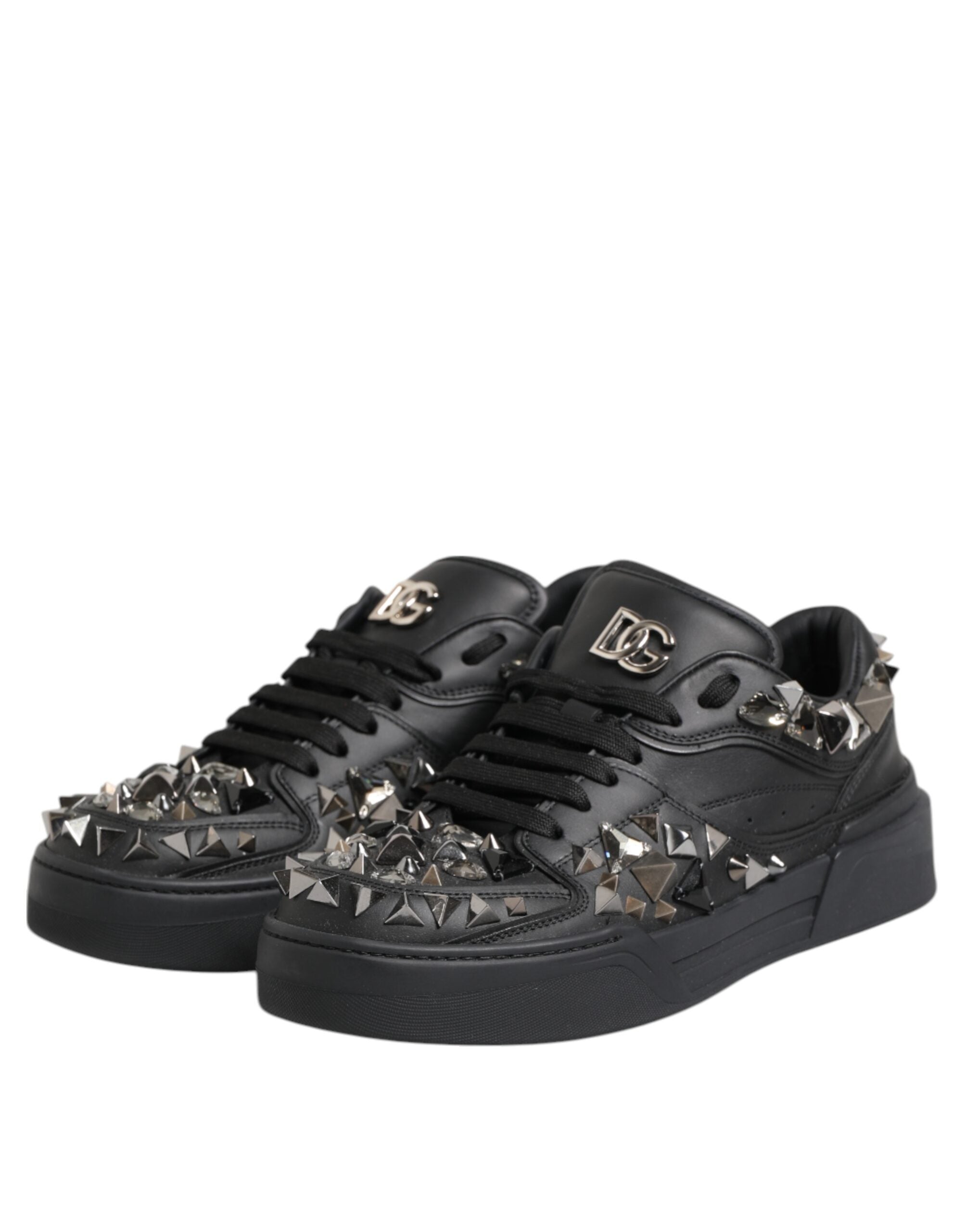 Zapatillas bajas con tachuelas de cuero negro de Dolce & Gabbana-5