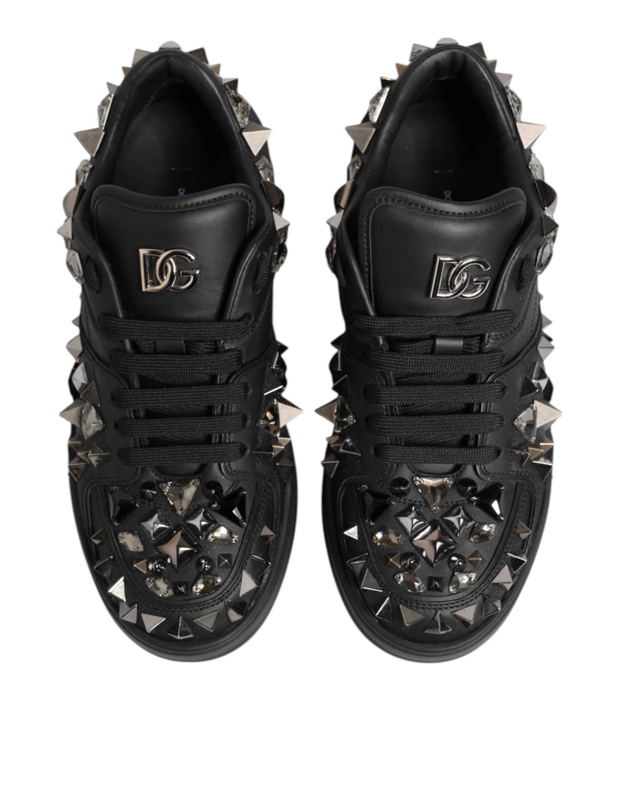 Zapatillas bajas con tachuelas de cuero negro de Dolce & Gabbana-4