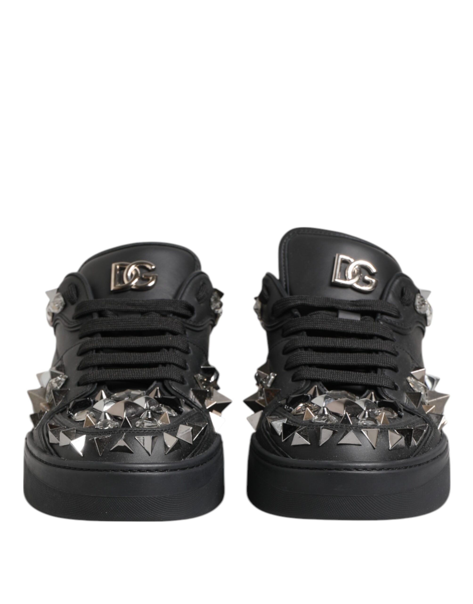 Zapatillas bajas con tachuelas de cuero negro de Dolce & Gabbana-3