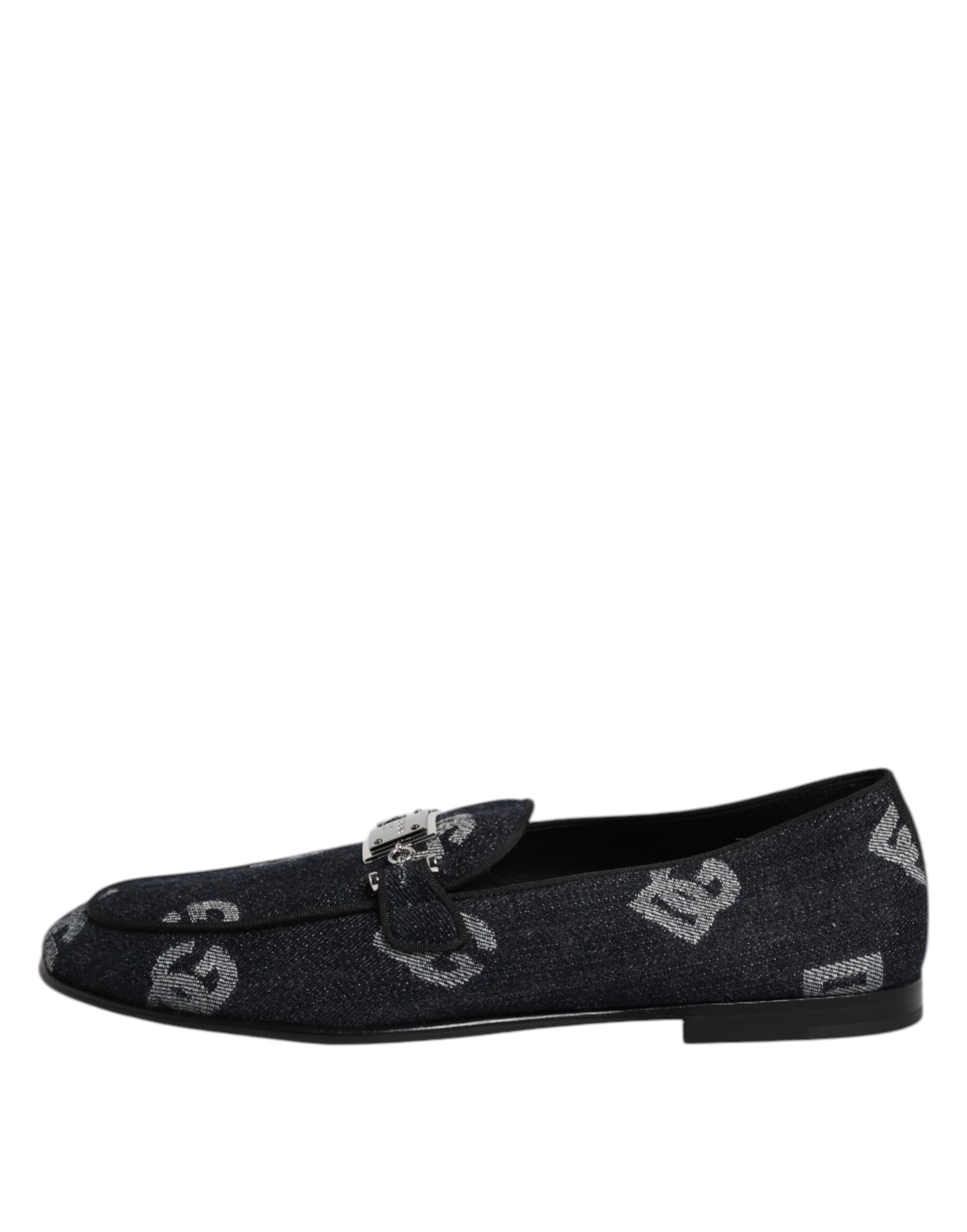 Dolce & Gabbana Blue Logo Cotton Loafers Formal Dress Shoes-7