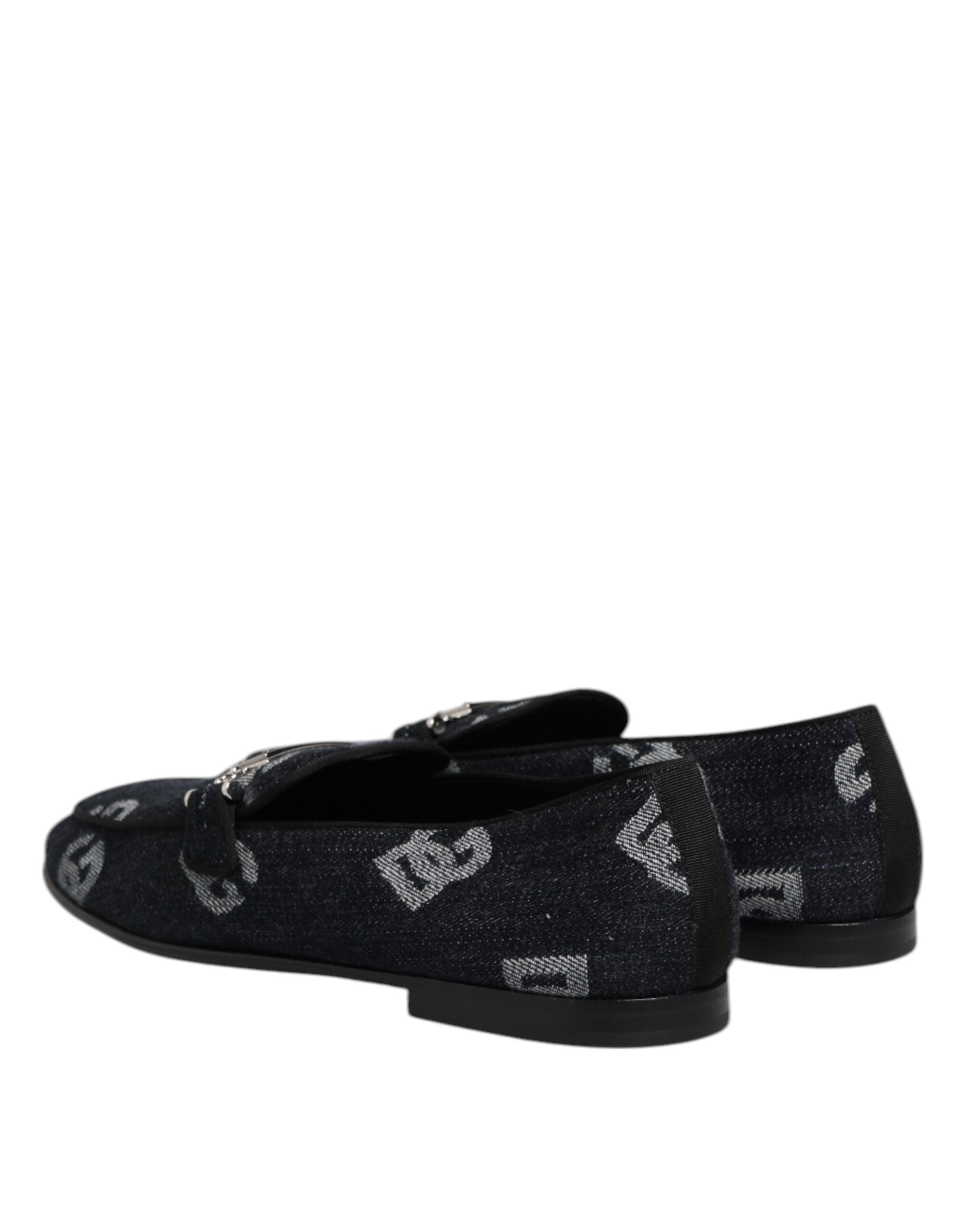Dolce & Gabbana Blue Logo Cotton Loafers Formal Dress Shoes-6