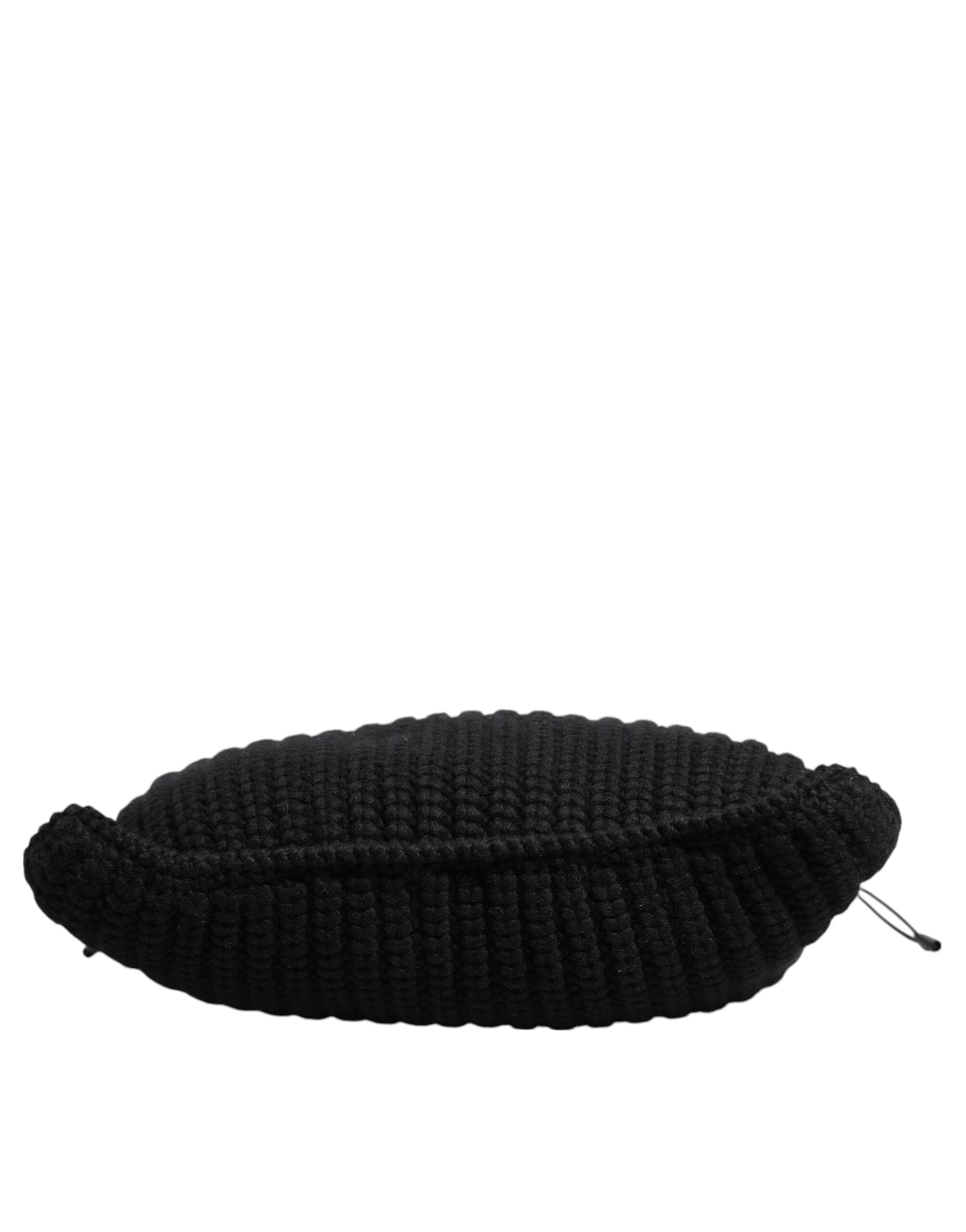 Dolce & Gabbana Black Cashmere Knitted Leather Shoulder Women's Handbag-5