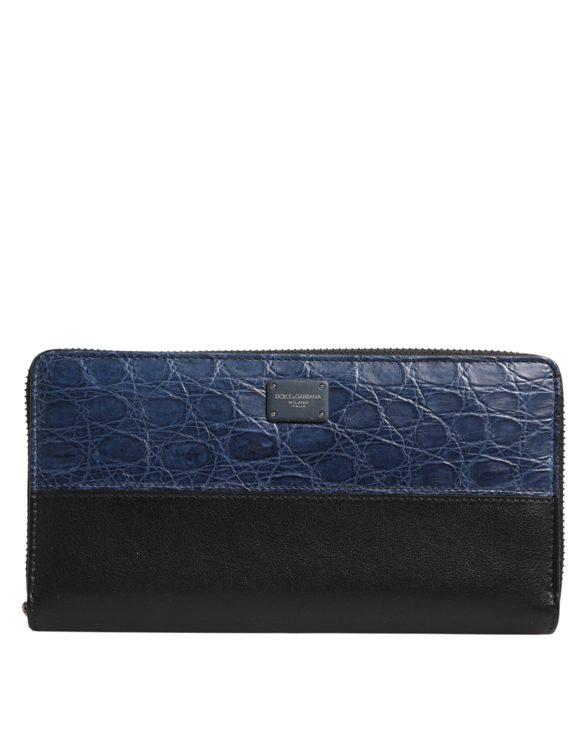 Dolce & Gabbana Black Blue Exotic Leather Men's Continental Clutch Wallet-2