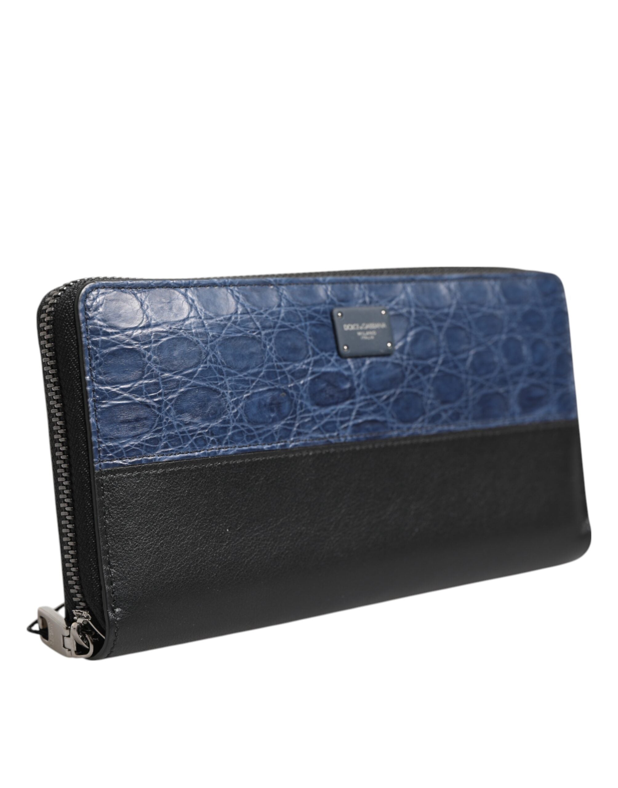 Dolce & Gabbana Black Blue Exotic Leather Men's Continental Clutch Wallet-3
