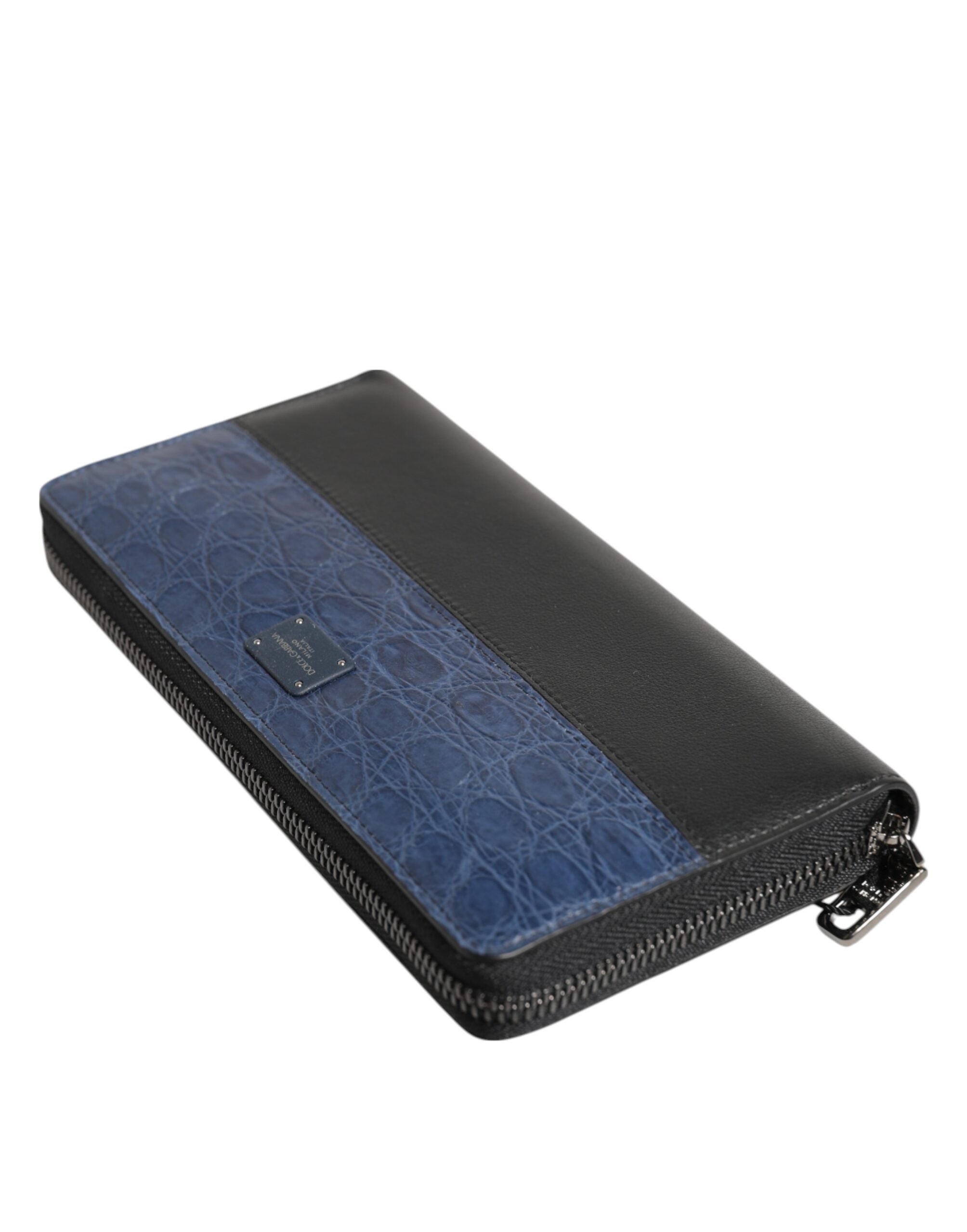 Dolce & Gabbana Black Blue Exotic Leather Men's Continental Clutch Wallet-5