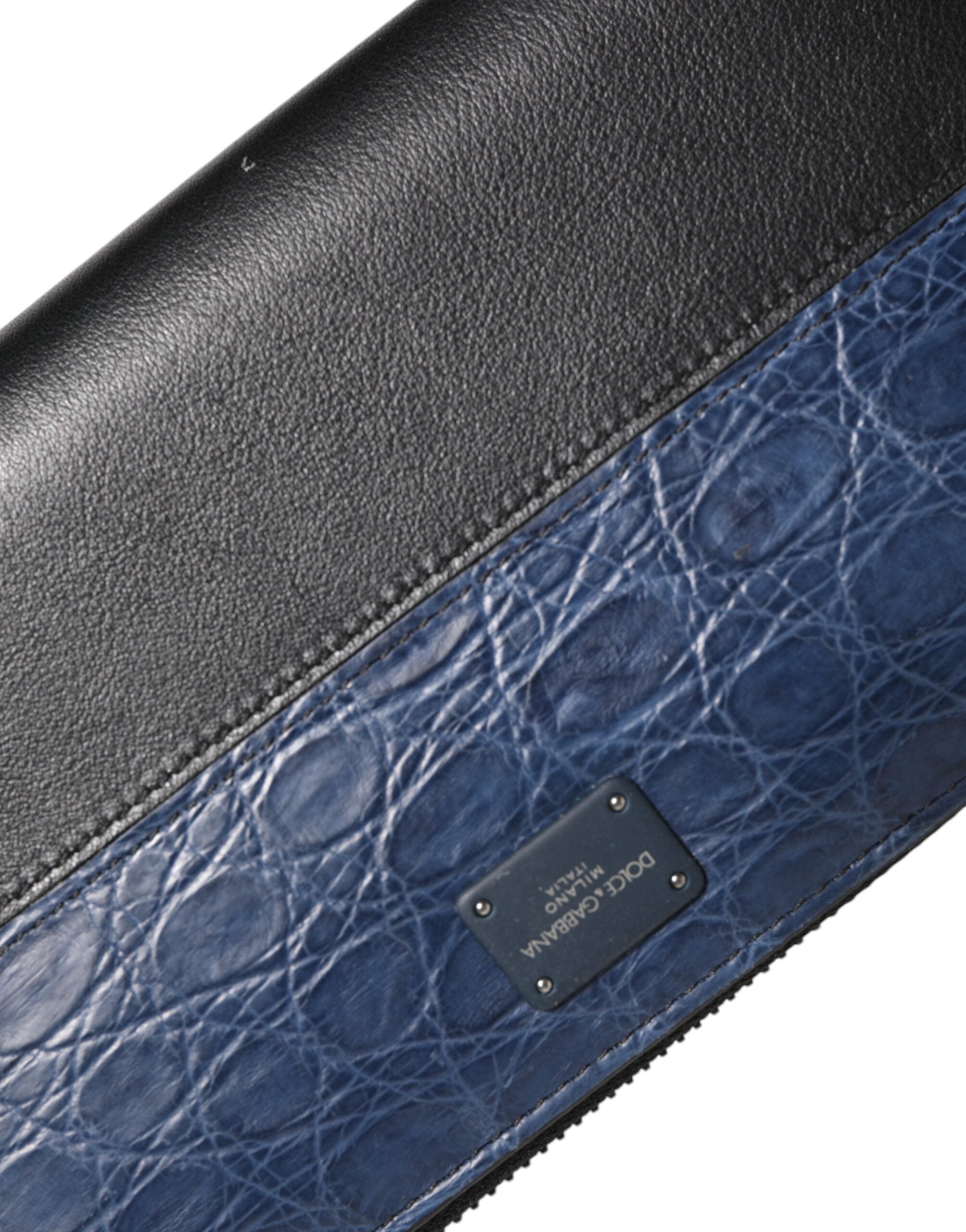 Dolce & Gabbana Black Blue Exotic Leather Men's Continental Clutch Wallet-6
