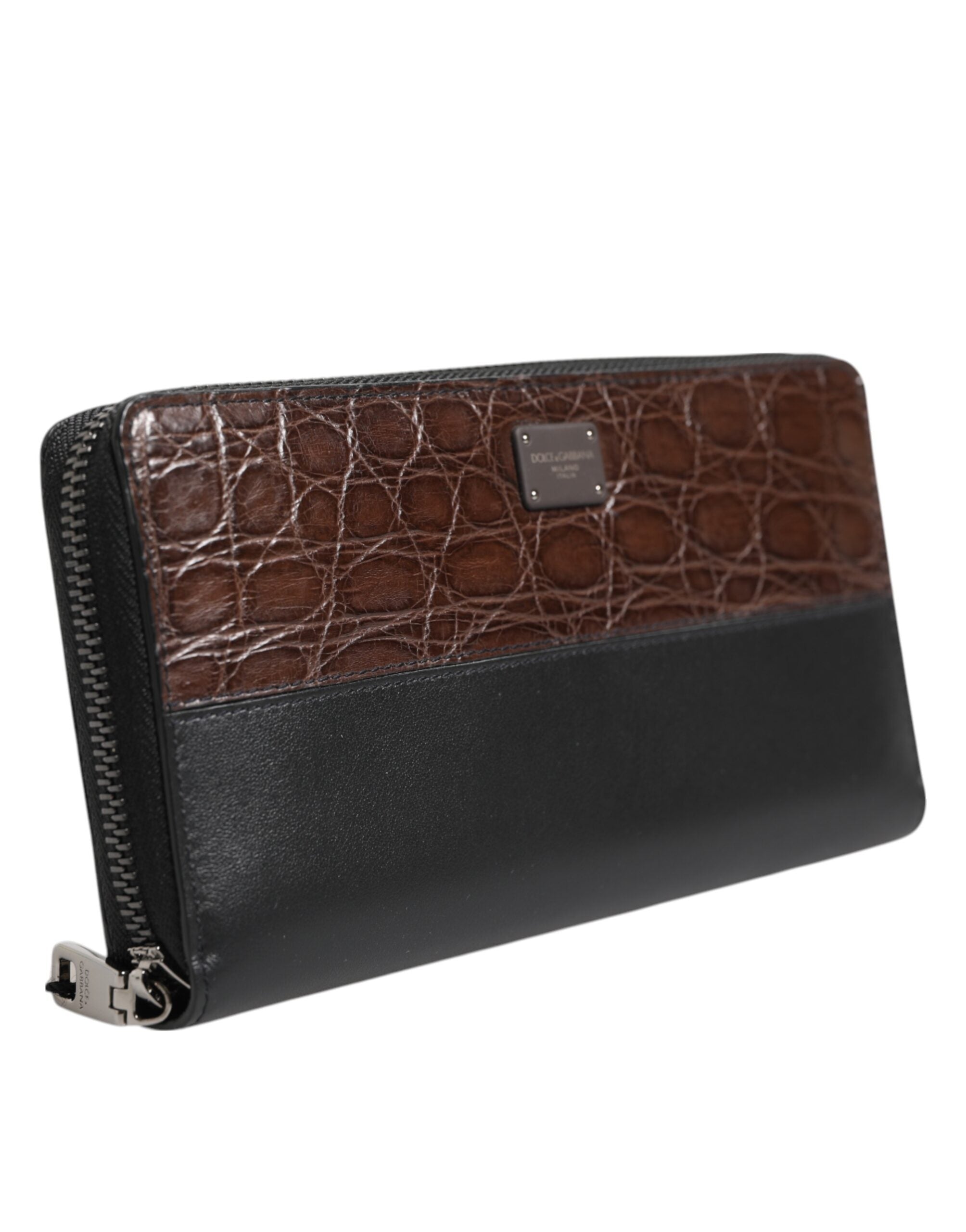 Dolce & Gabbana Black Brown Exotic Leather Men's Continental Clutch Wallet-3