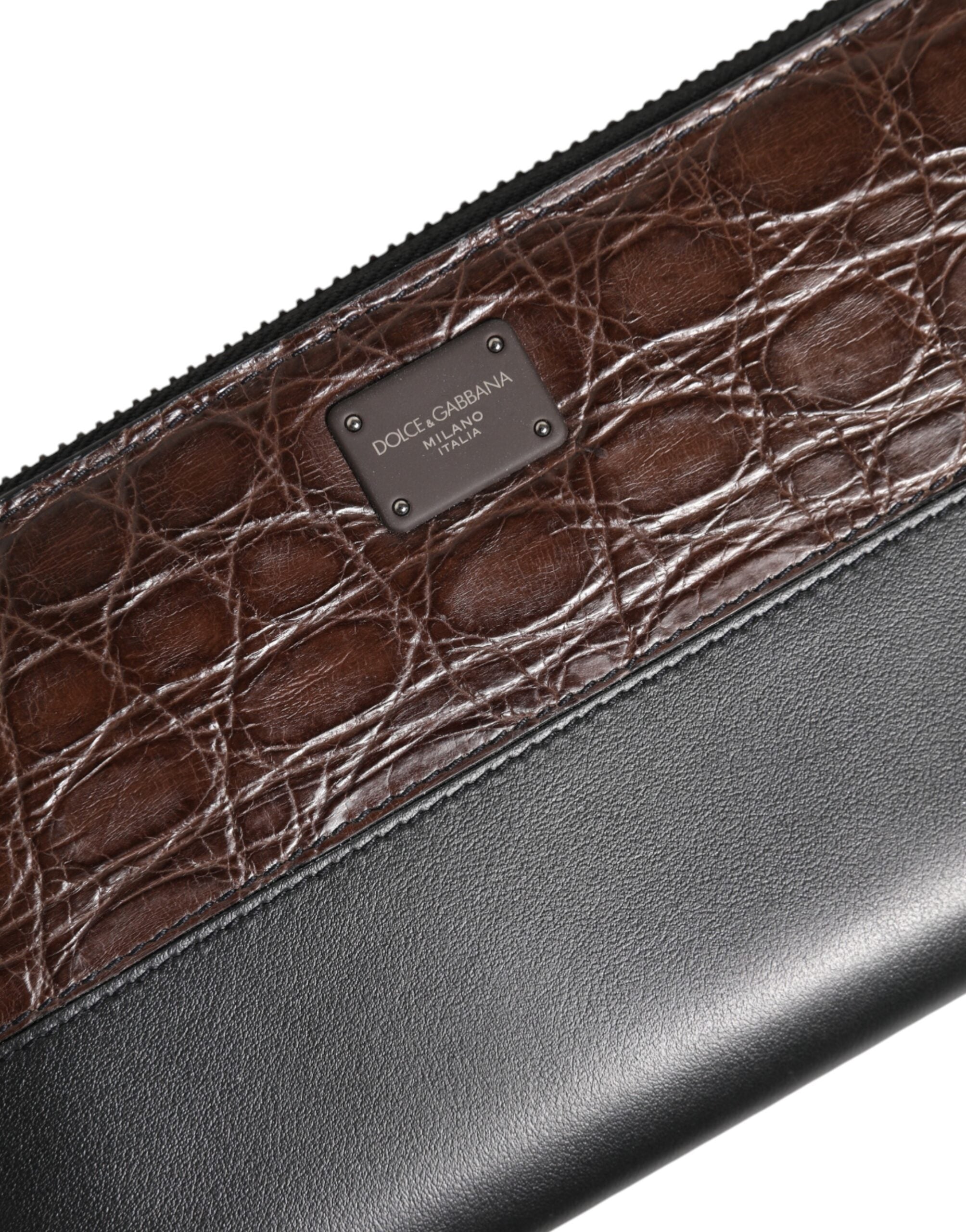 Dolce & Gabbana Black Brown Exotic Leather Men's Continental Clutch Wallet-6