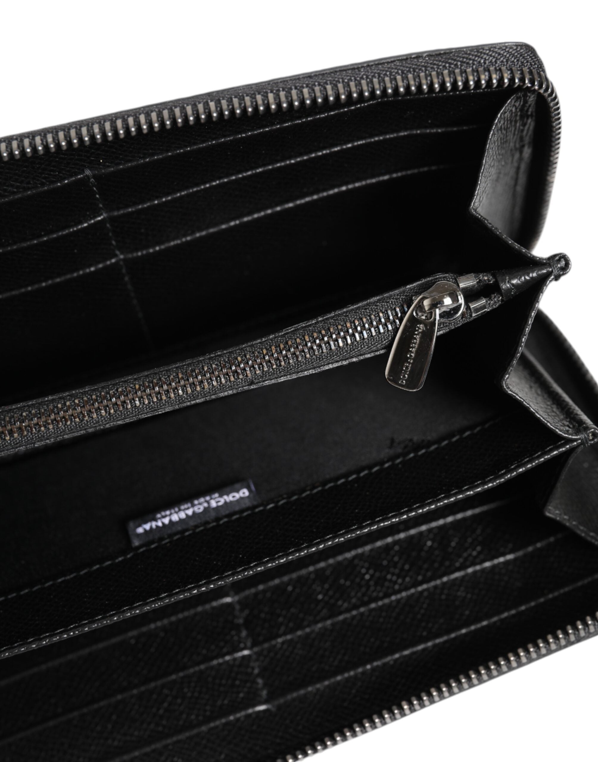 Dolce & Gabbana Black Grey Leopard Leather Zip Around Continental Wallet-7