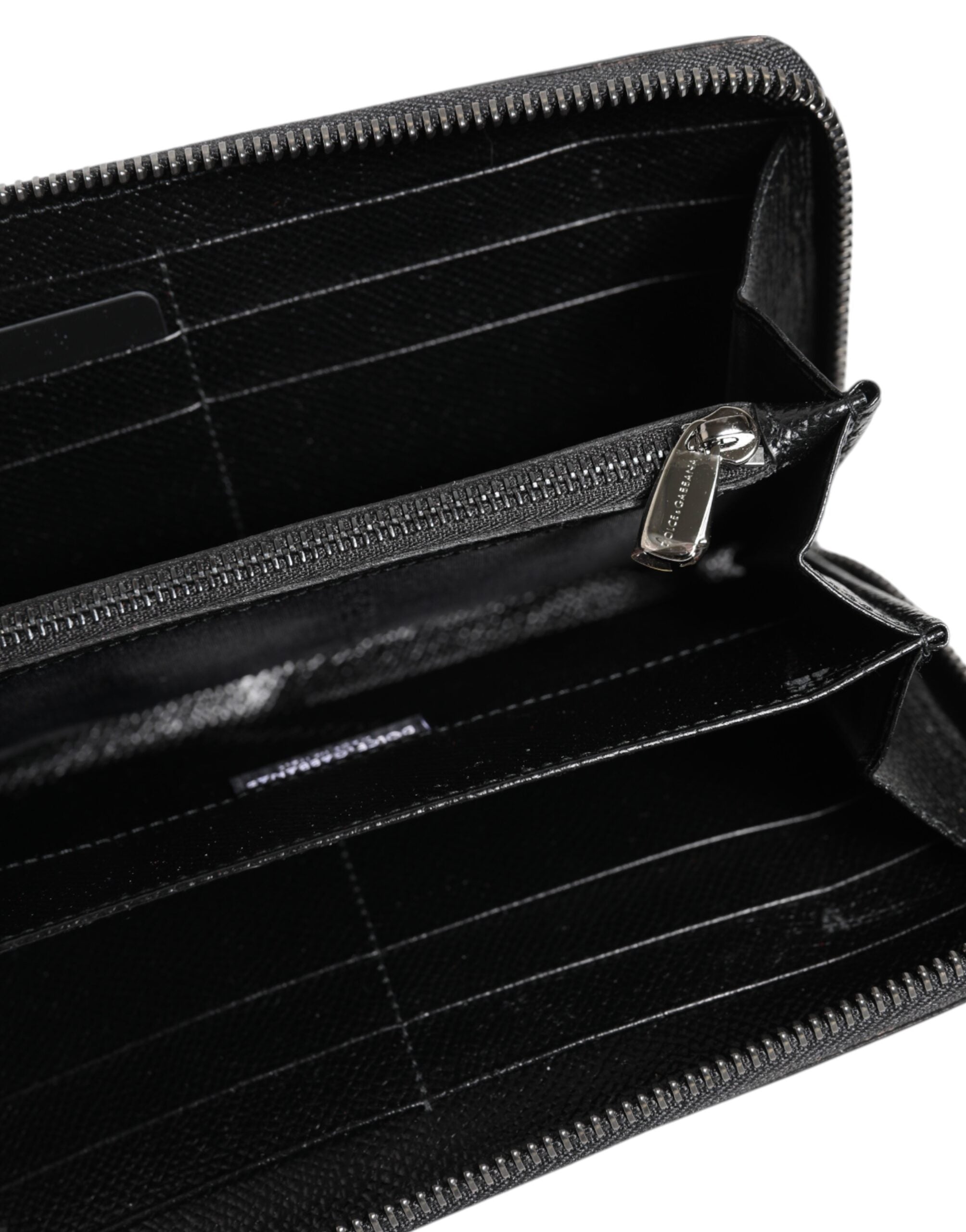 Dolce & Gabbana Black Grey Leopard Leather Zip Around Continental Wallet-7