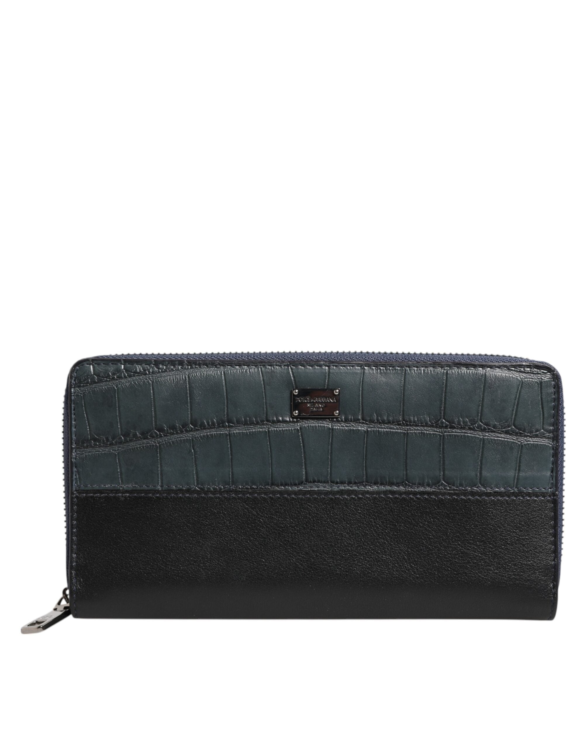Dolce & Gabbana Black Blue Exotic Leather Men's Continental Clutch Wallet-2