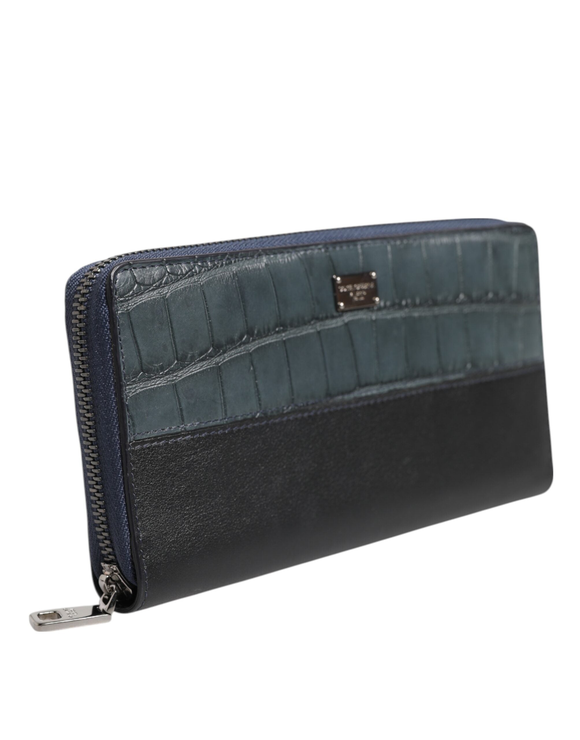 Dolce & Gabbana Black Blue Exotic Leather Men's Continental Clutch Wallet-3