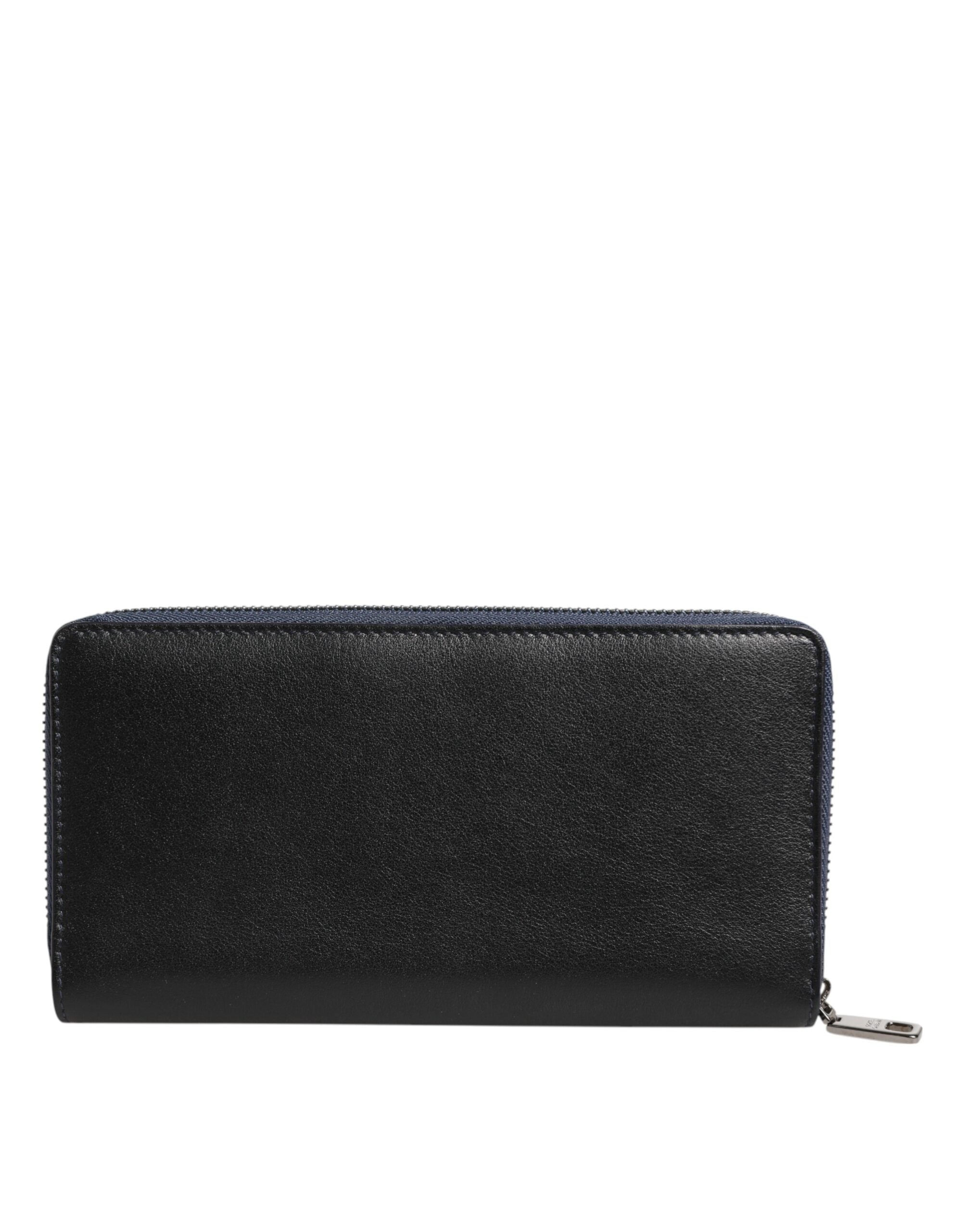 Dolce & Gabbana Black Blue Exotic Leather Men's Continental Clutch Wallet-4