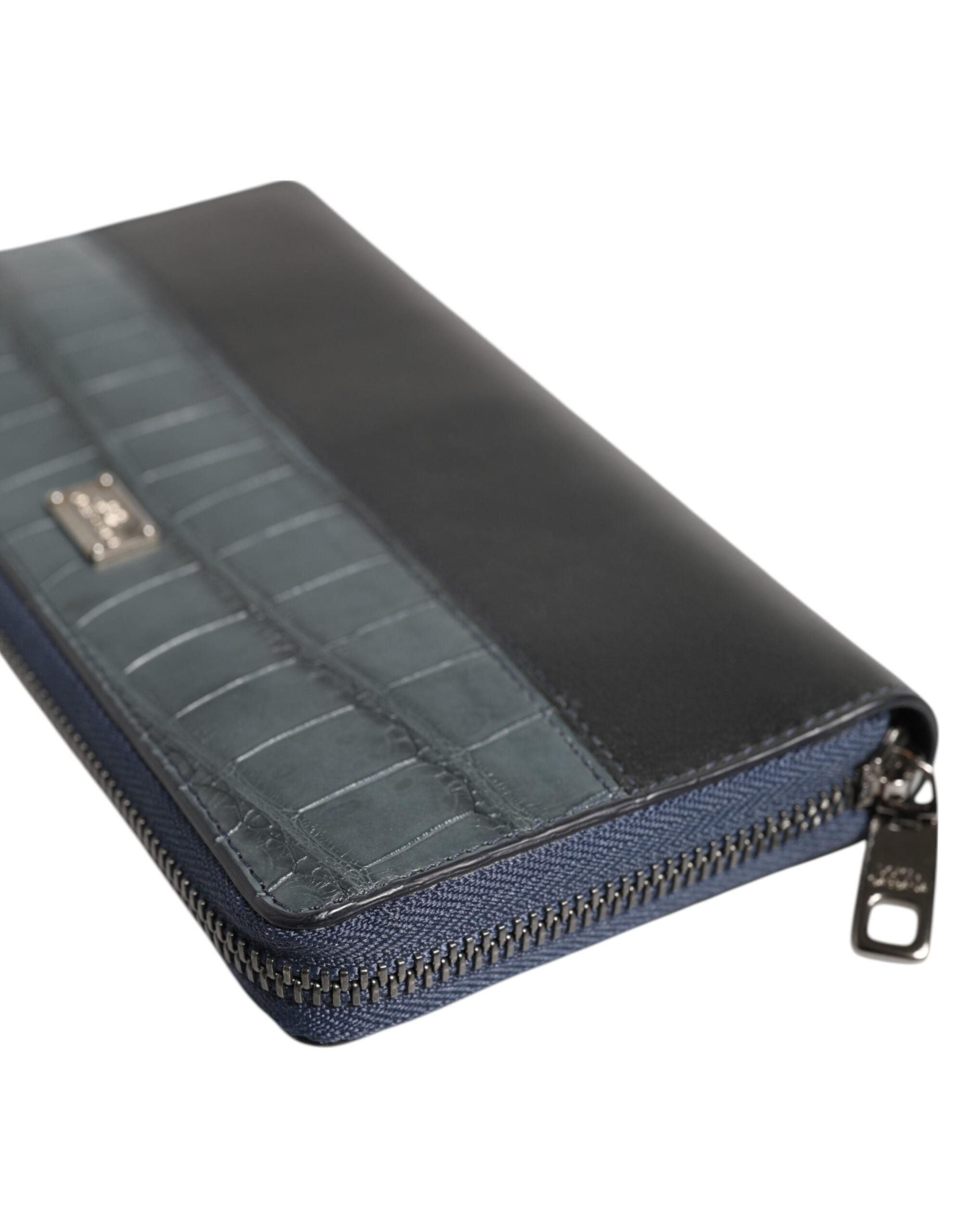 Dolce & Gabbana Black Blue Exotic Leather Men's Continental Clutch Wallet-5