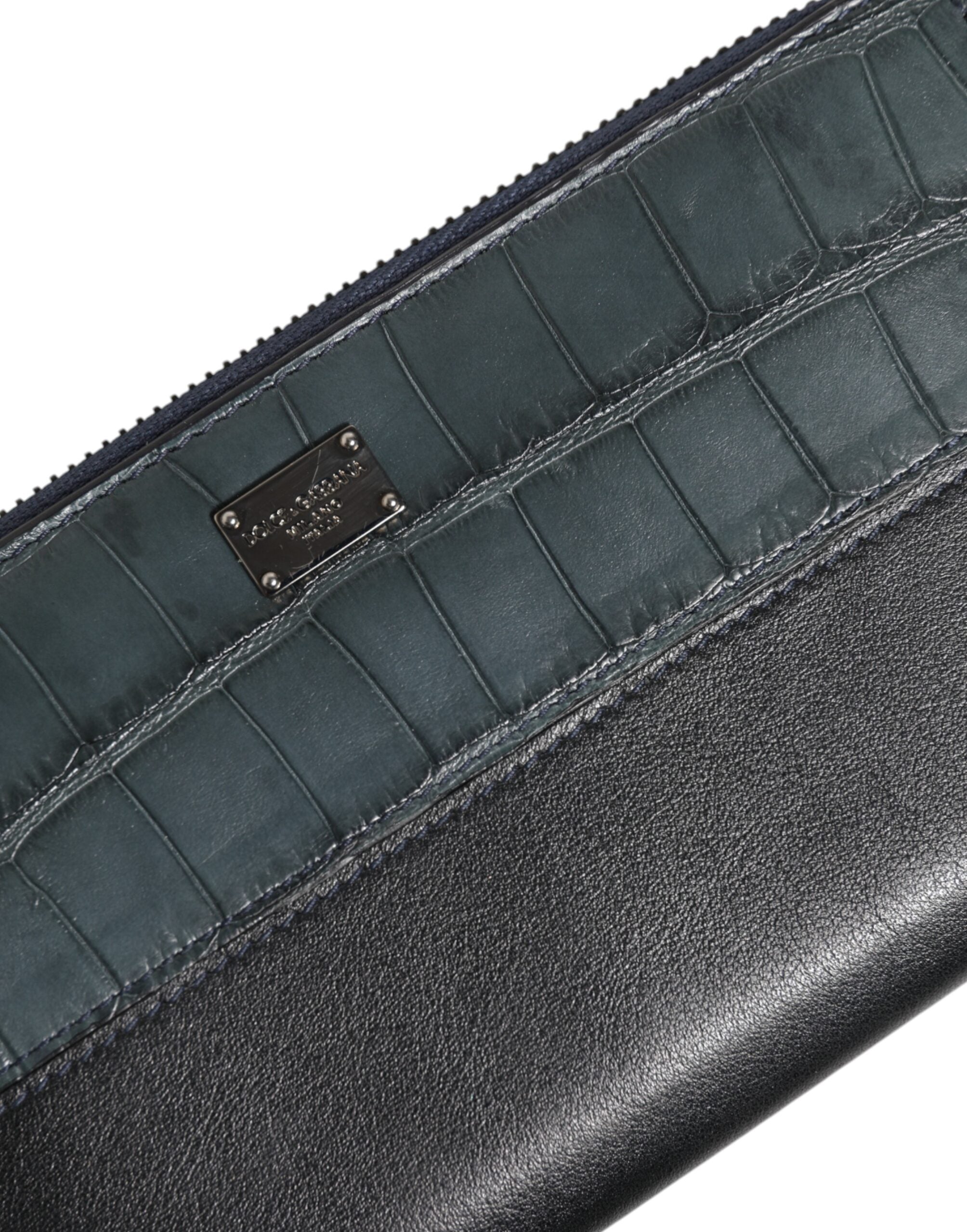 Dolce & Gabbana Black Blue Exotic Leather Men's Continental Clutch Wallet-6