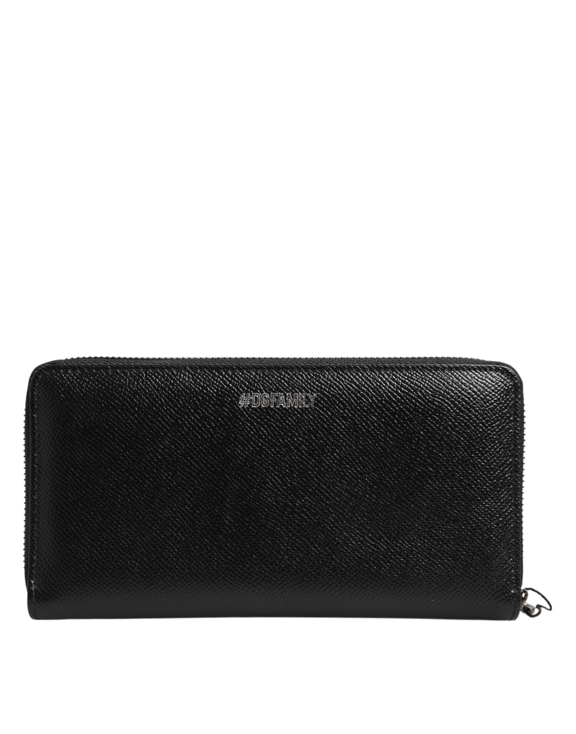 Dolce & Gabbana Black Leather #DGFAMILY Zipper Continental Men's Wallet-4
