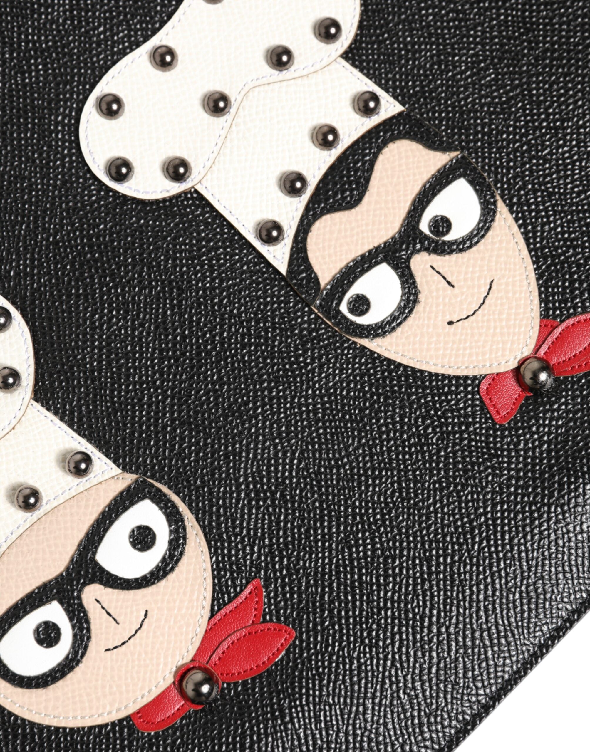 Dolce & Gabbana Black Leather #DGFAMILY Embellished Men's Clutch Pouch Bag-6