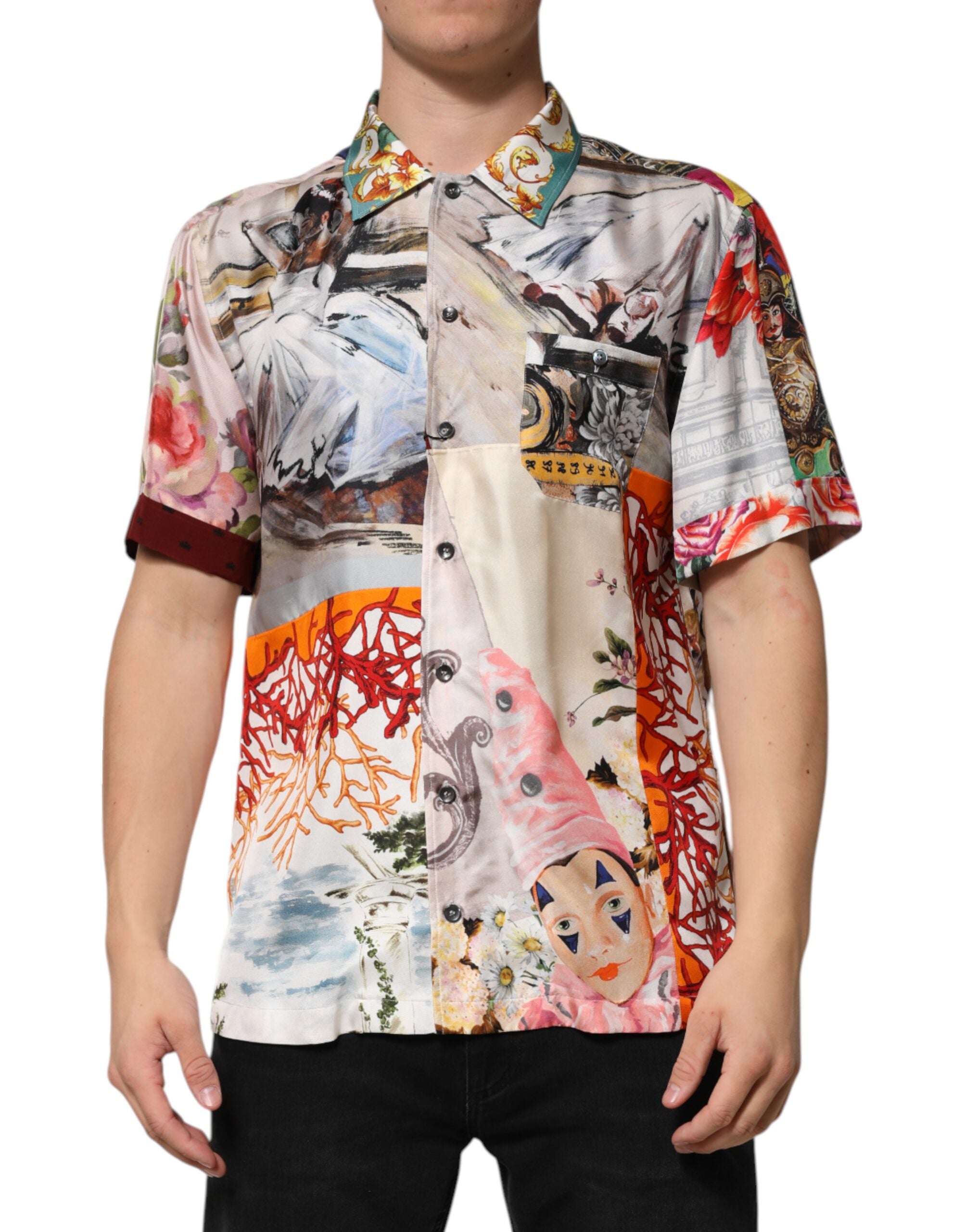 Dolce & Gabbana Multicolor Shell Print Hawaiian Casual Shirt