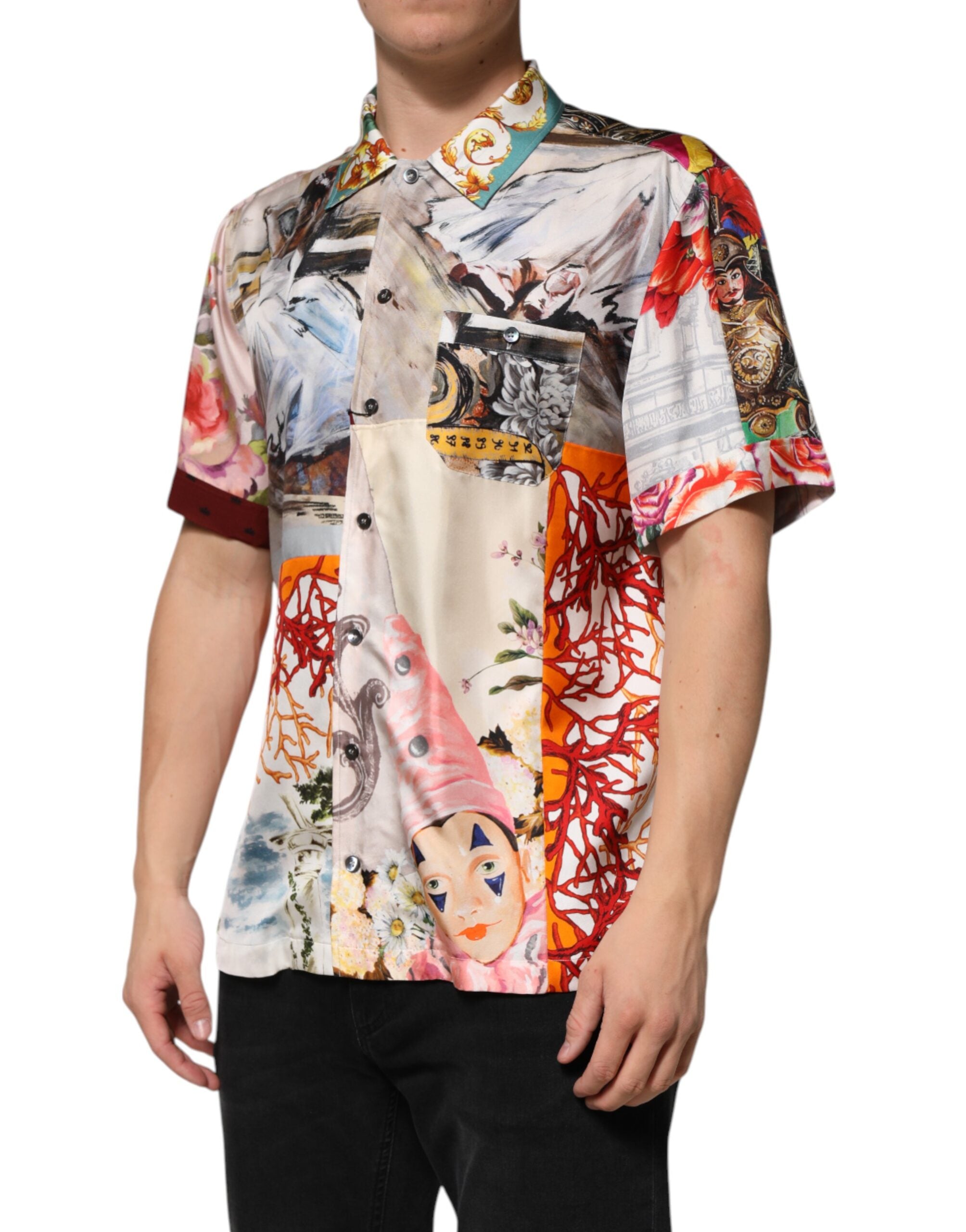 Dolce & Gabbana Multicolor Shell Print Hawaiian Casual Shirt-3