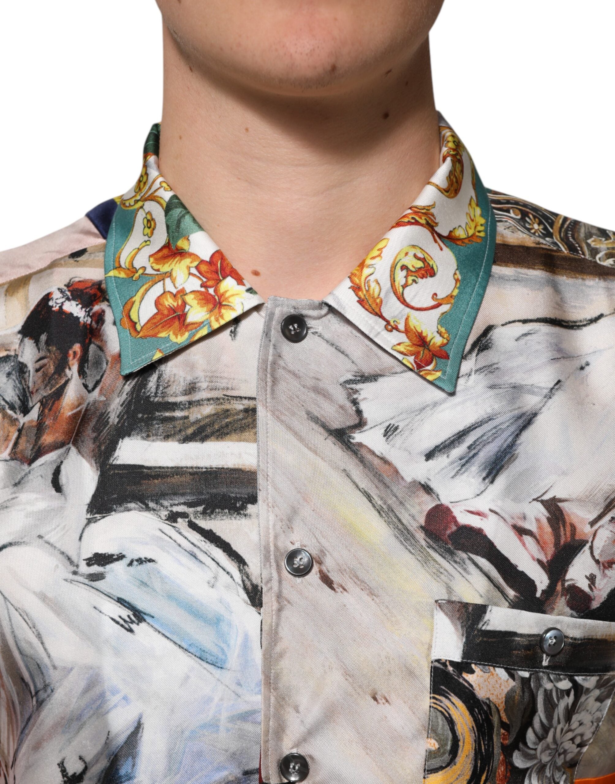 Dolce & Gabbana Multicolor Shell Print Hawaiian Casual Shirt-5