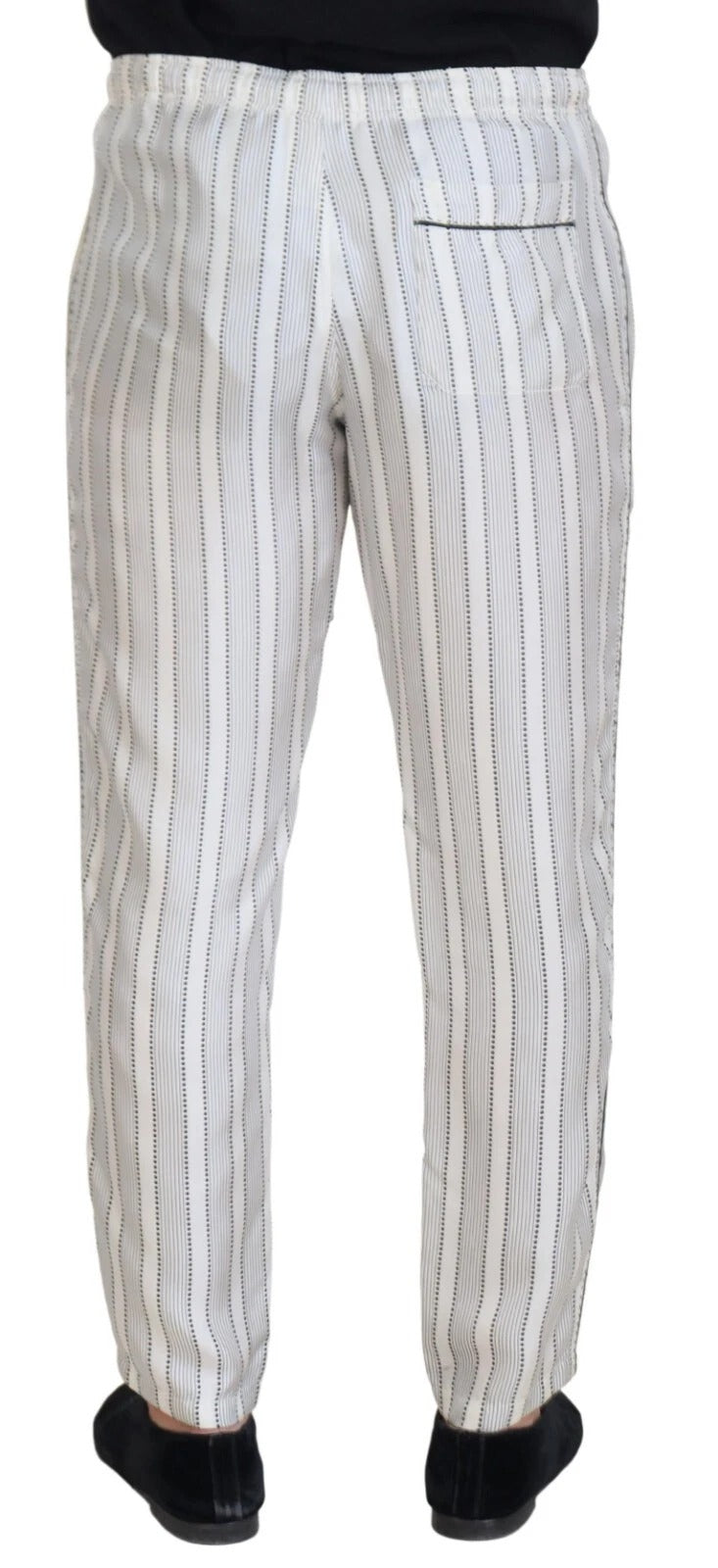 Dolce & Gabbana white striped silk lounge trousers-3