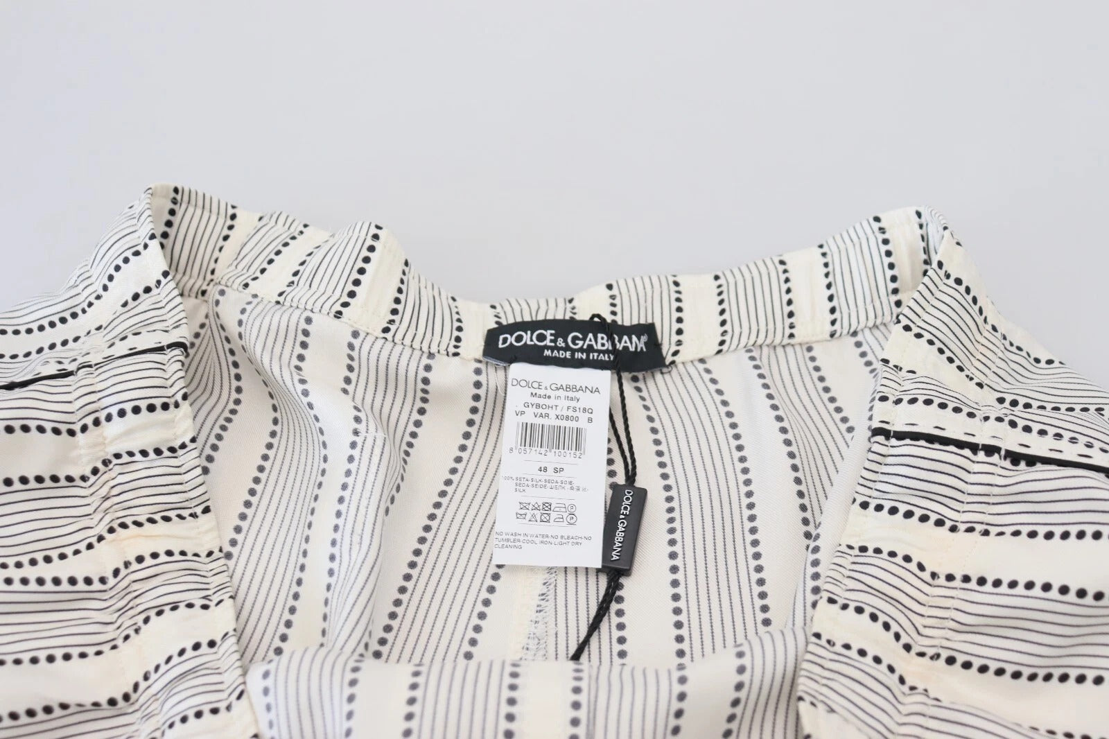 Dolce & Gabbana white striped silk lounge trousers-8