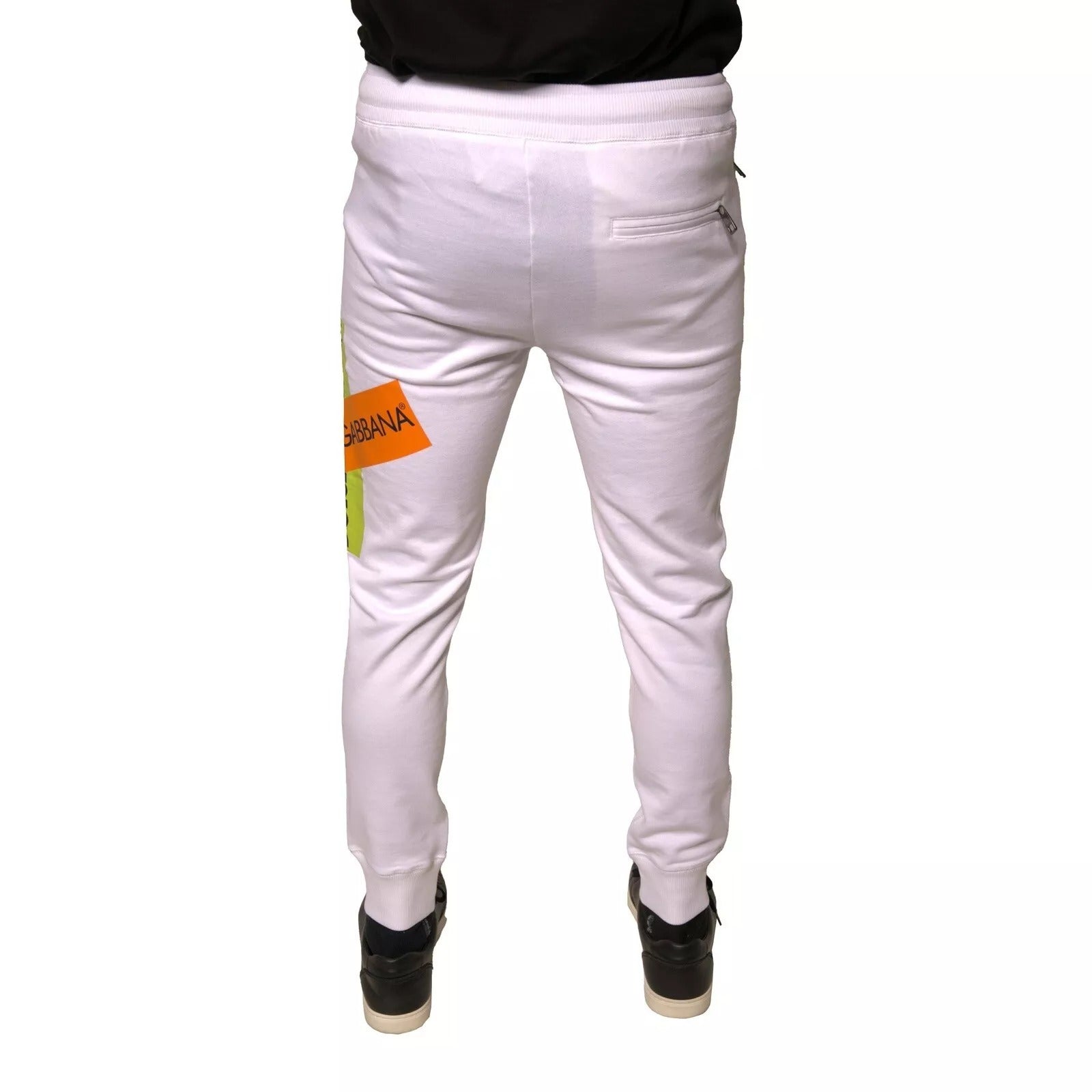 Dolce & Gabbana White Logo Tape Cotton Jogging Pants with Sweatpants-3
