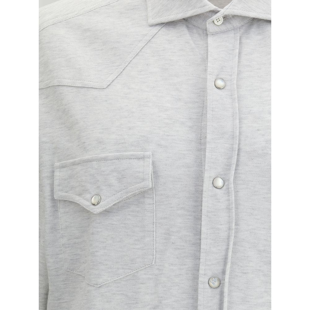 Brunello Cucinelli Graues Baumwollhemd-3