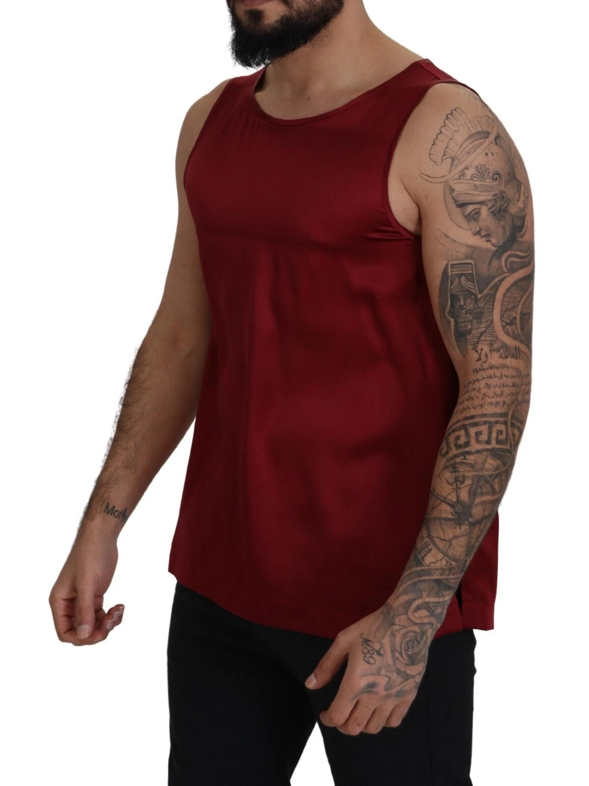 Camiseta de seda roja sin mangas con cuello redondo de Dolce & Gabbana-3