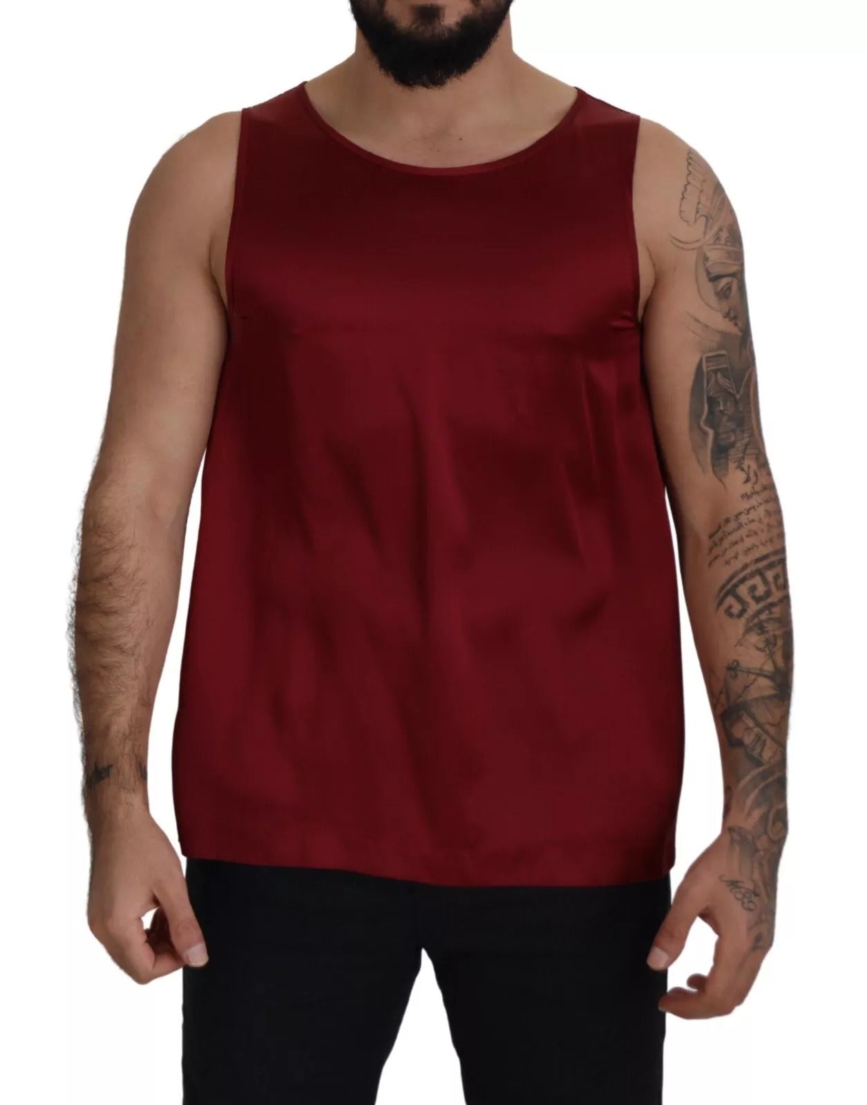 Camiseta de seda roja sin mangas con cuello redondo de Dolce & Gabbana-1