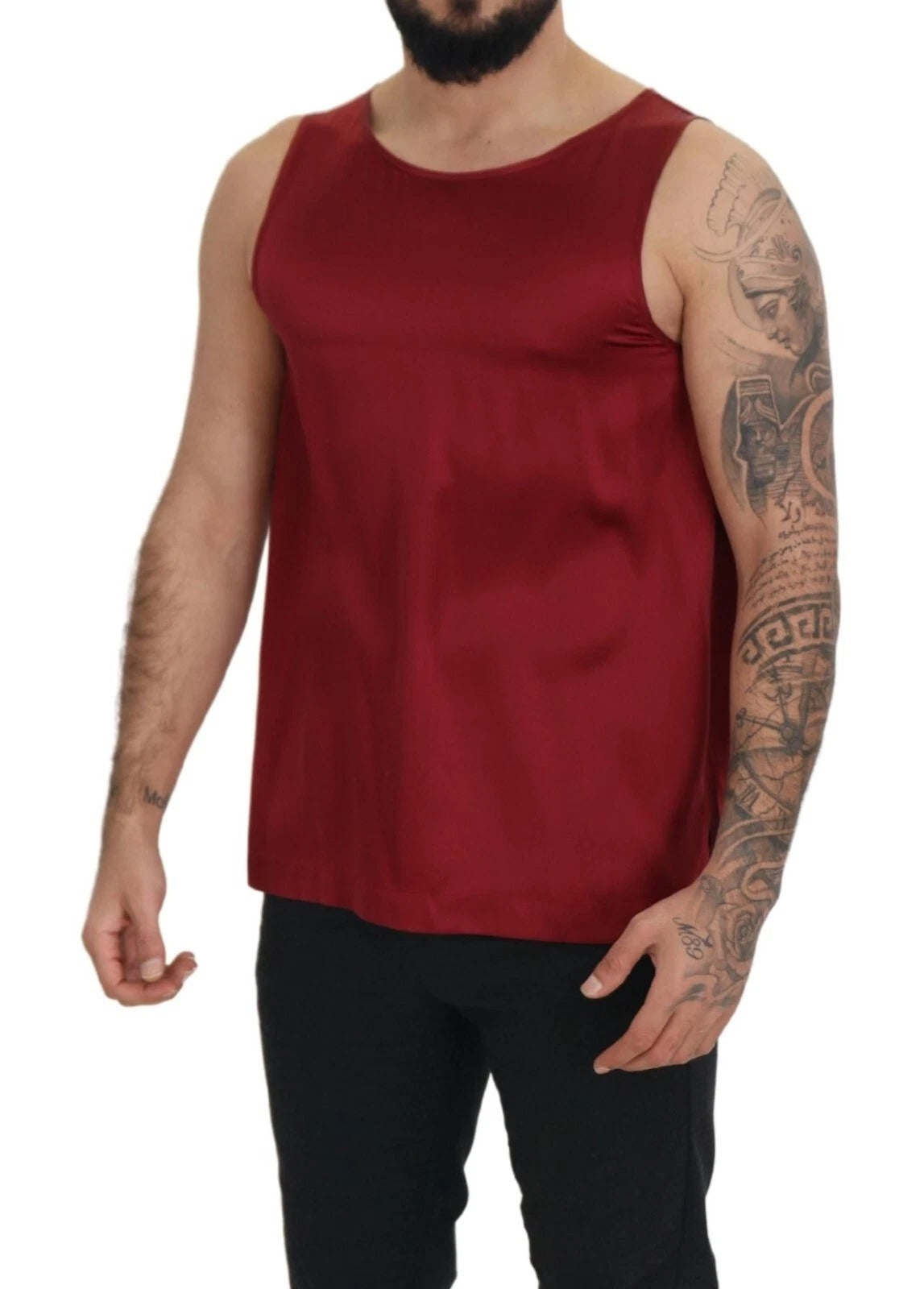 Camiseta de seda roja sin mangas con cuello redondo de Dolce & Gabbana-4