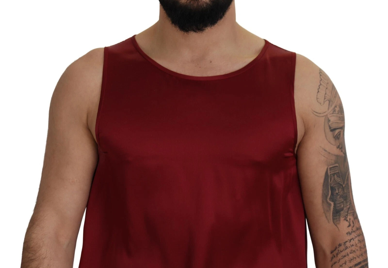 Camiseta de seda roja sin mangas con cuello redondo de Dolce & Gabbana-5