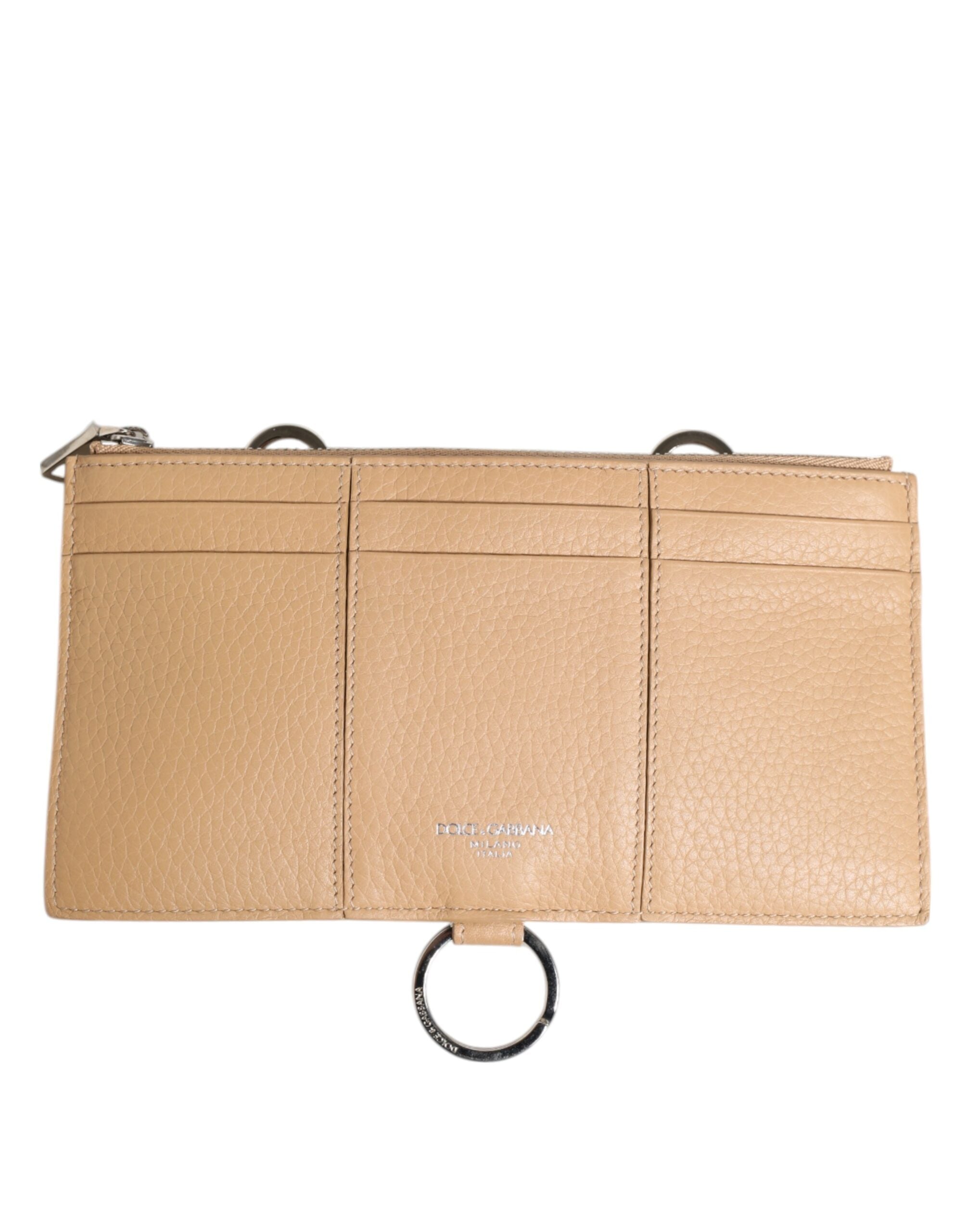 Dolce & Gabbana Beige Kalbsleder Großer Crossbody Kartenhalter Brieftasche-2