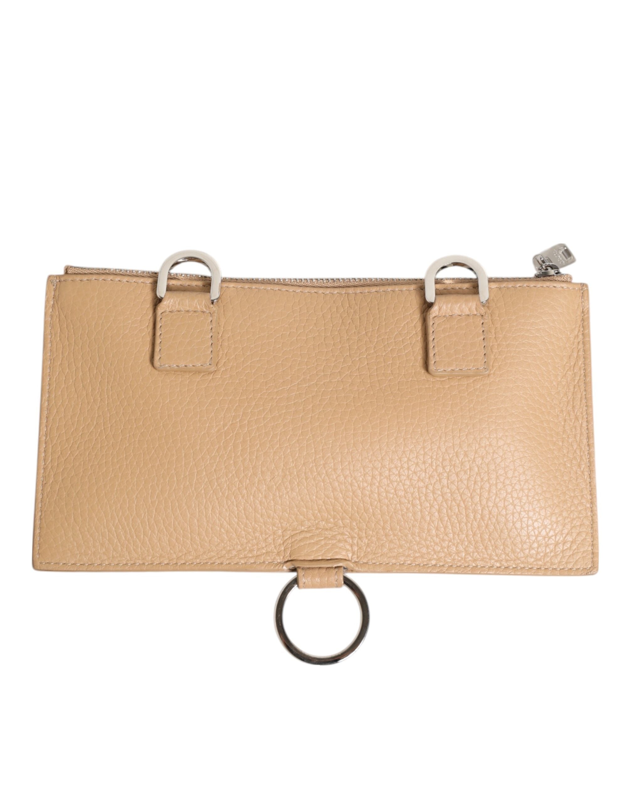 Dolce & Gabbana Beige Kalbsleder Großer Crossbody Kartenhalter Brieftasche-4