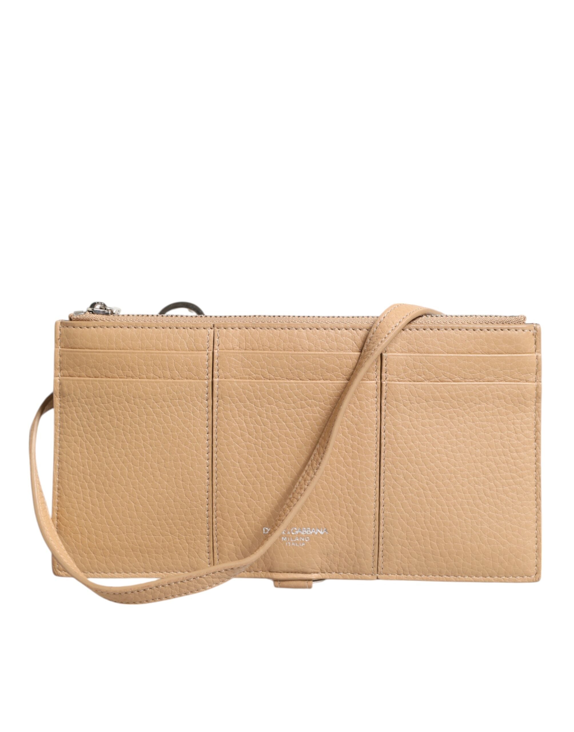 Dolce & Gabbana Beige Kalbsleder Großer Crossbody Kartenhalter Brieftasche-5