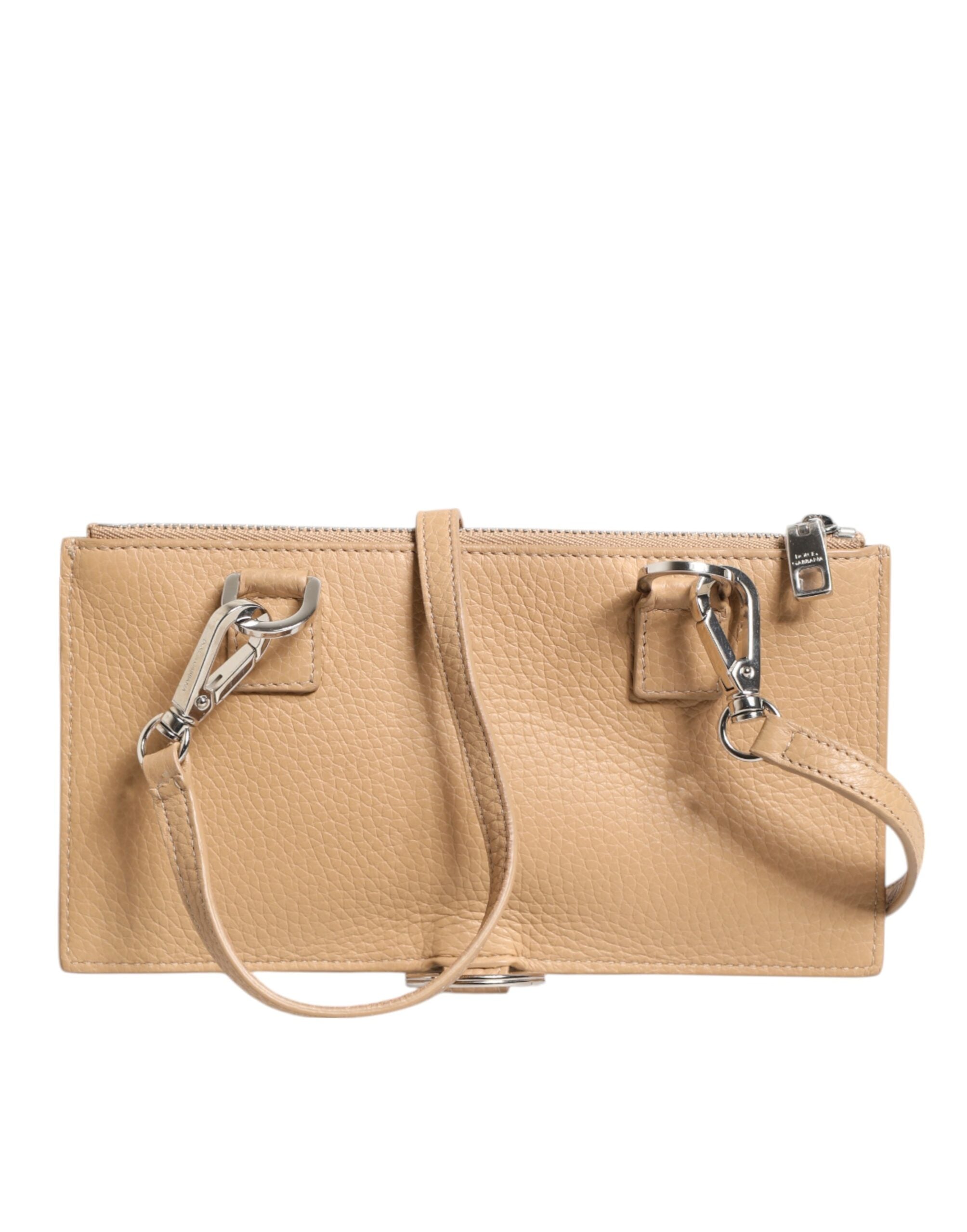 Dolce & Gabbana Beige Kalbsleder Großer Crossbody Kartenhalter Brieftasche-6