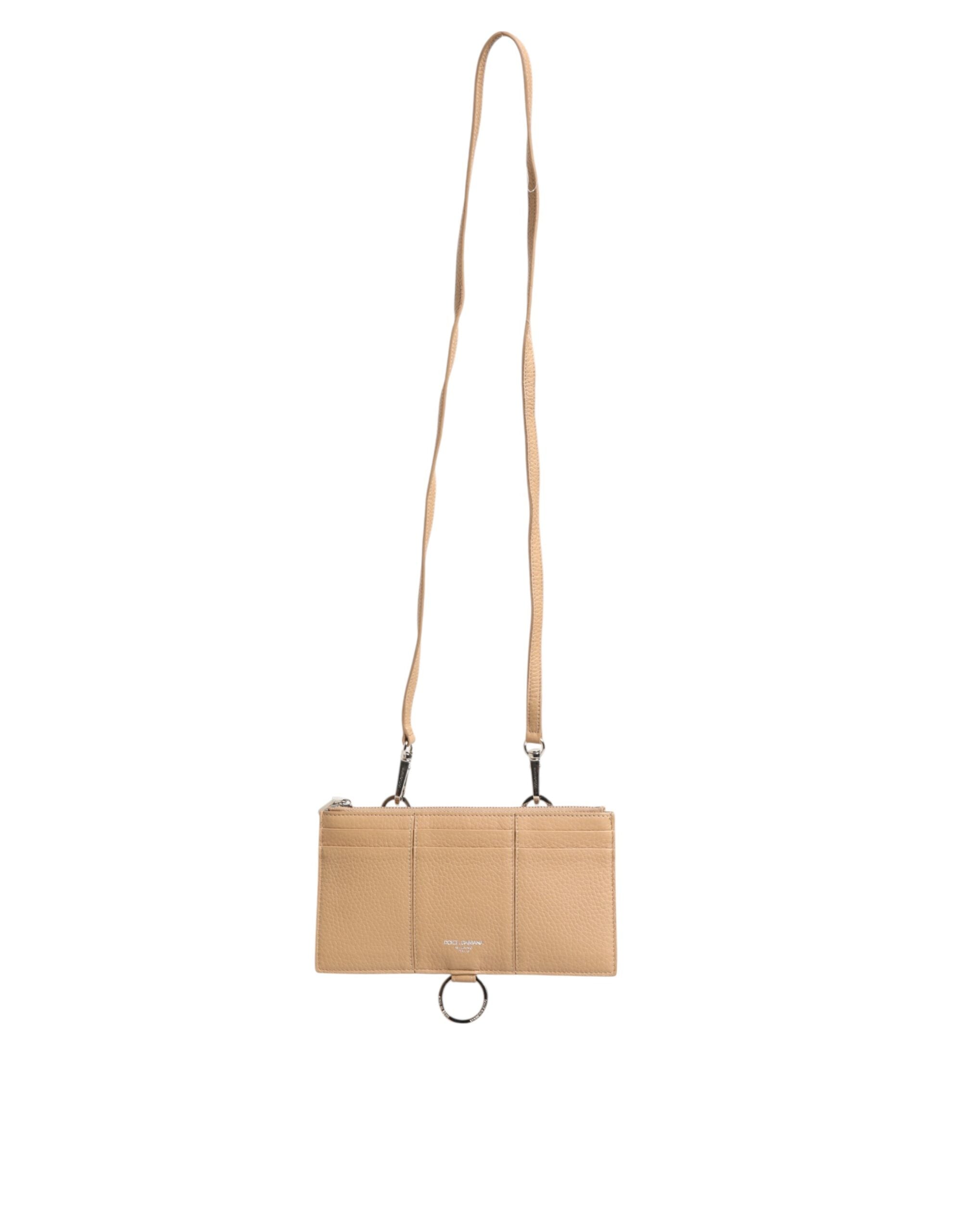 Dolce & Gabbana Beige Kalbsleder Großer Crossbody Kartenhalter Brieftasche-7