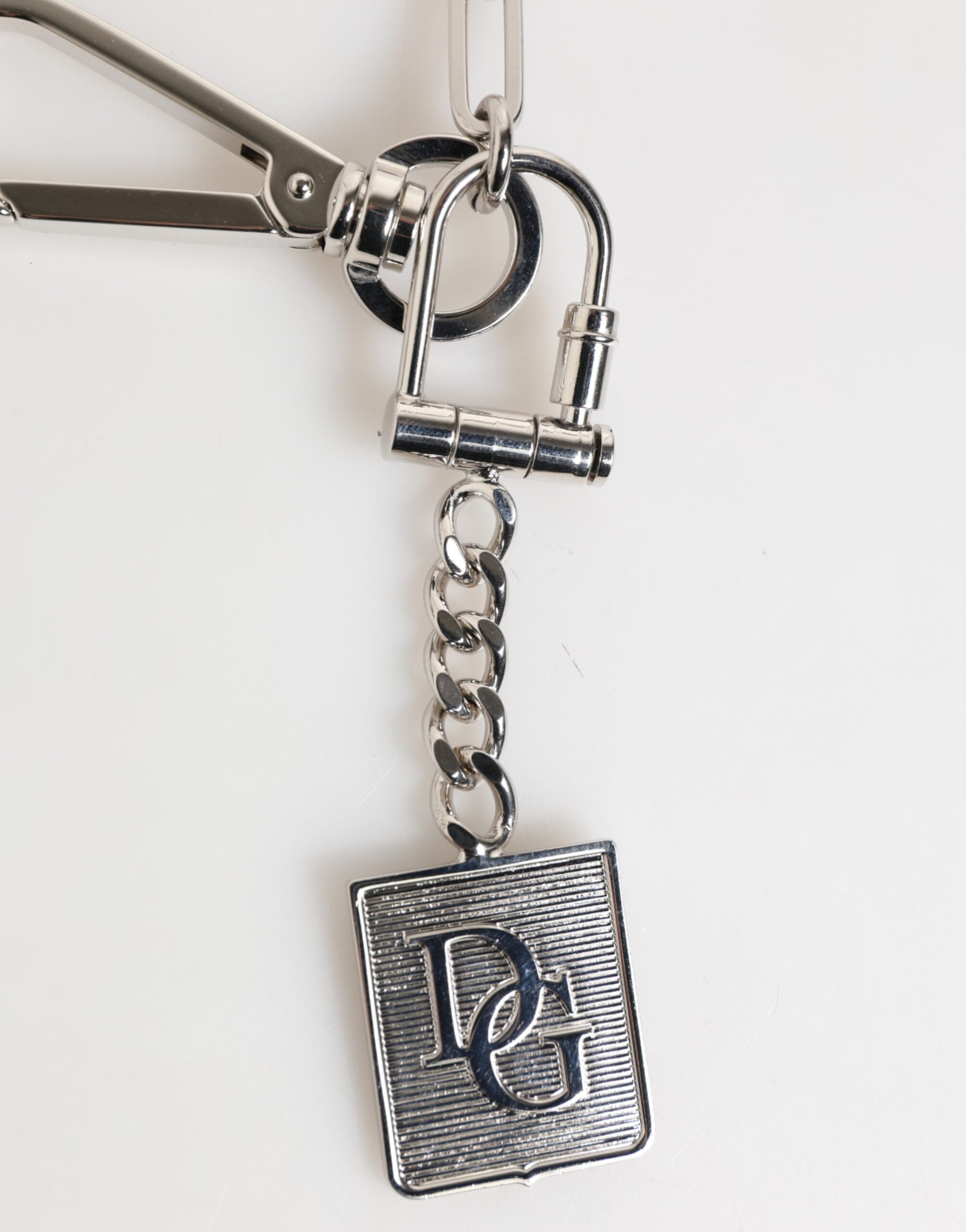 Dolce & Gabbana Silberfarbene Metallkette DG Logo Anhänger Männer Halskette-3