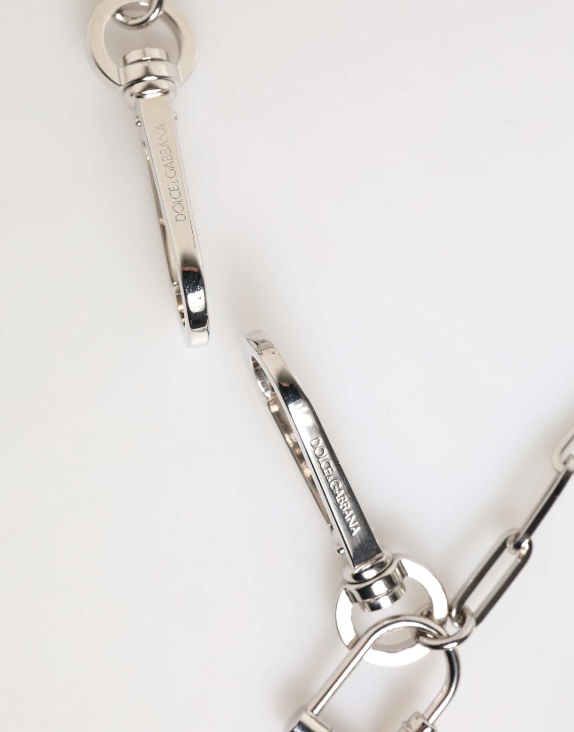 Dolce & Gabbana Silberfarbene Metallkette DG Logo Anhänger Männer Halskette-5