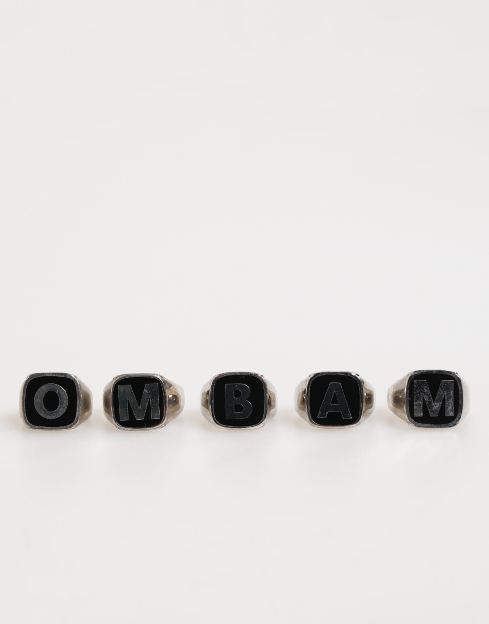 Dolce & Gabbana Silver-Tone Brass Lettering Set of 5 Adjustable Rings