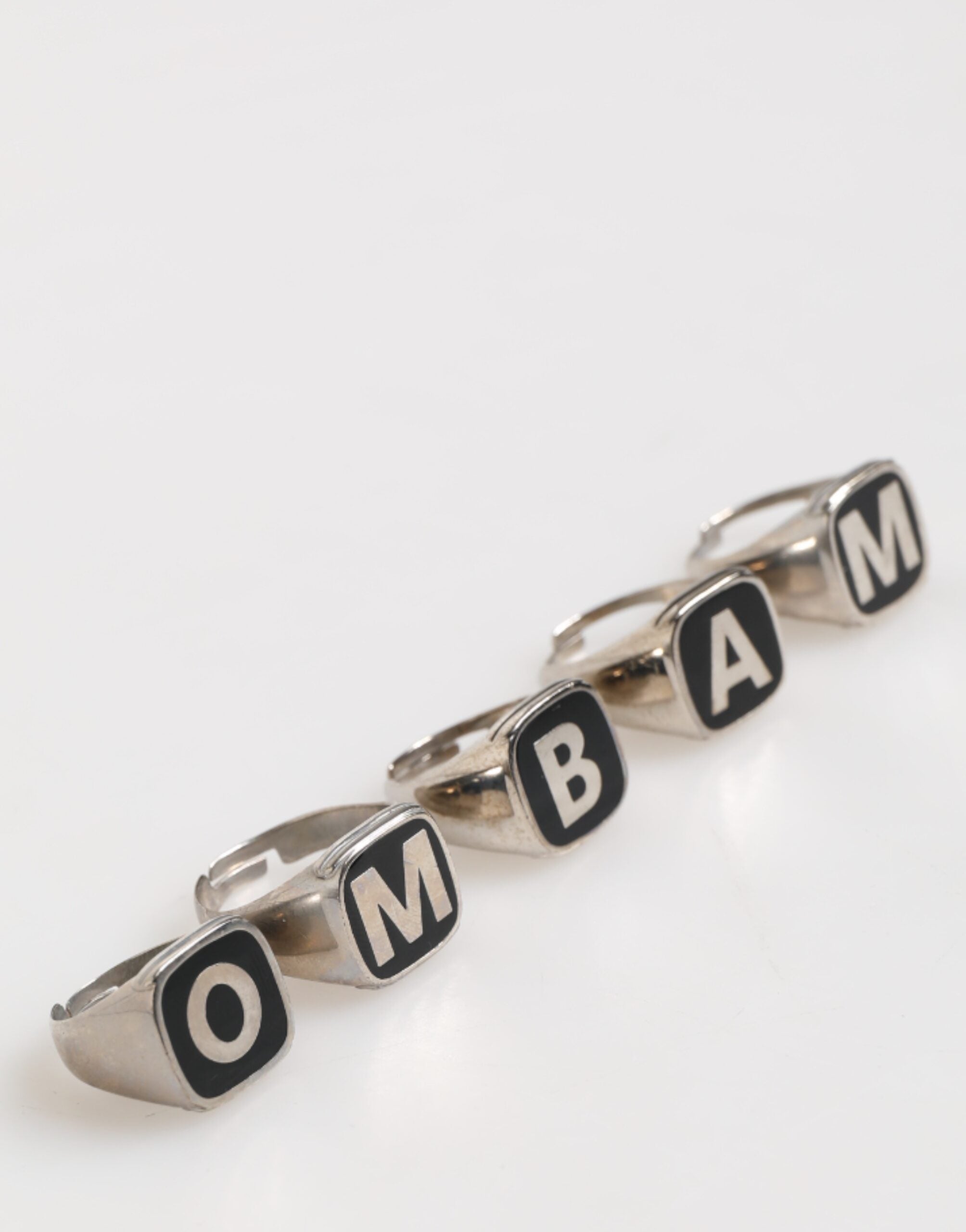 Dolce & Gabbana Silver-Tone Brass Lettering Set of 5 Adjustable Rings-3