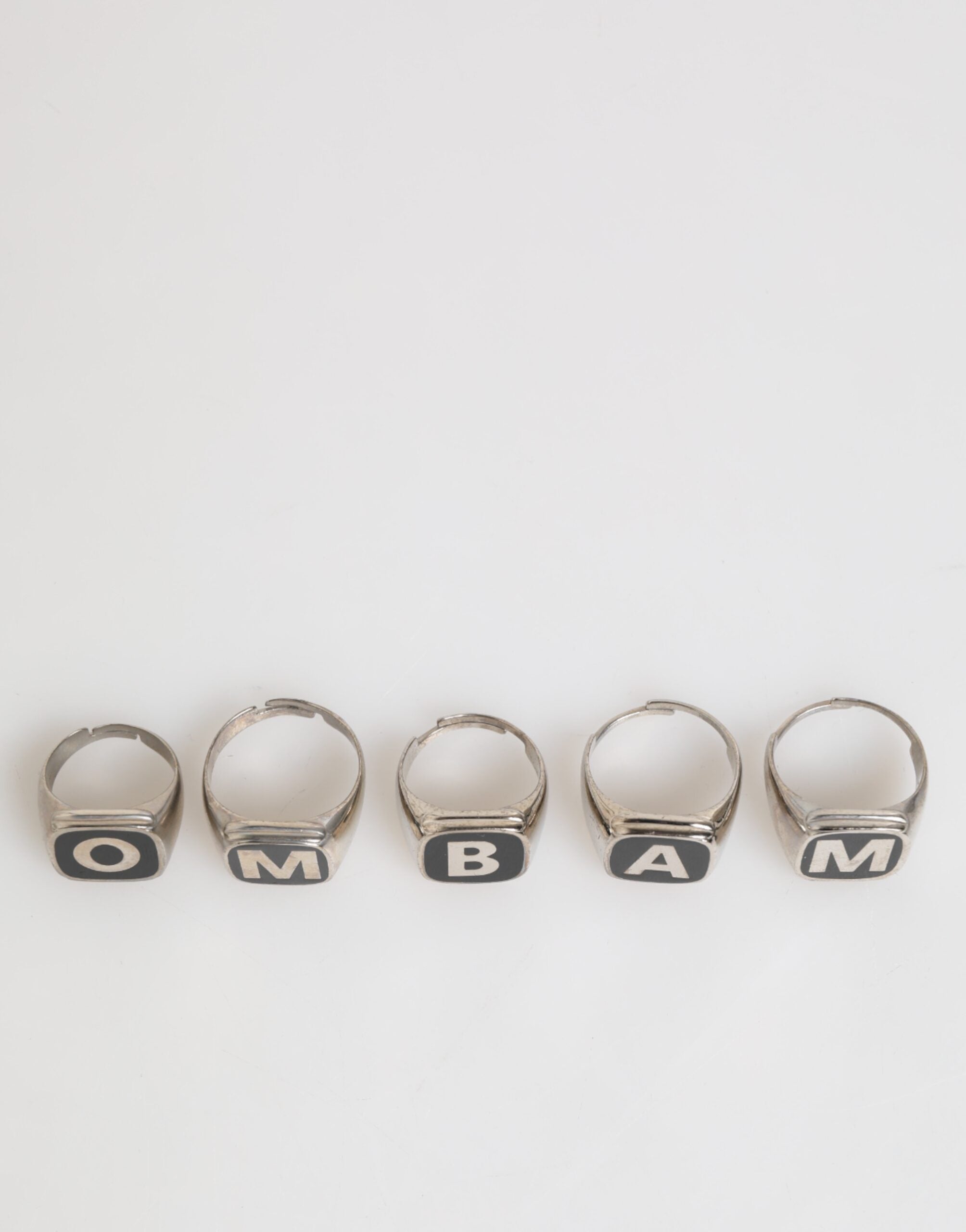 Dolce & Gabbana Silver-Tone Brass Lettering Set of 5 Adjustable Rings-4