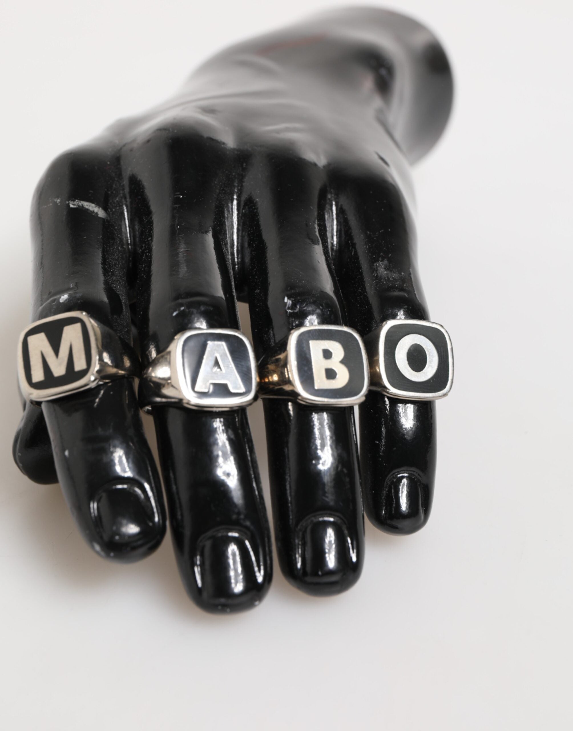 Dolce & Gabbana Silver-Tone Brass Lettering Set of 5 Adjustable Rings-6