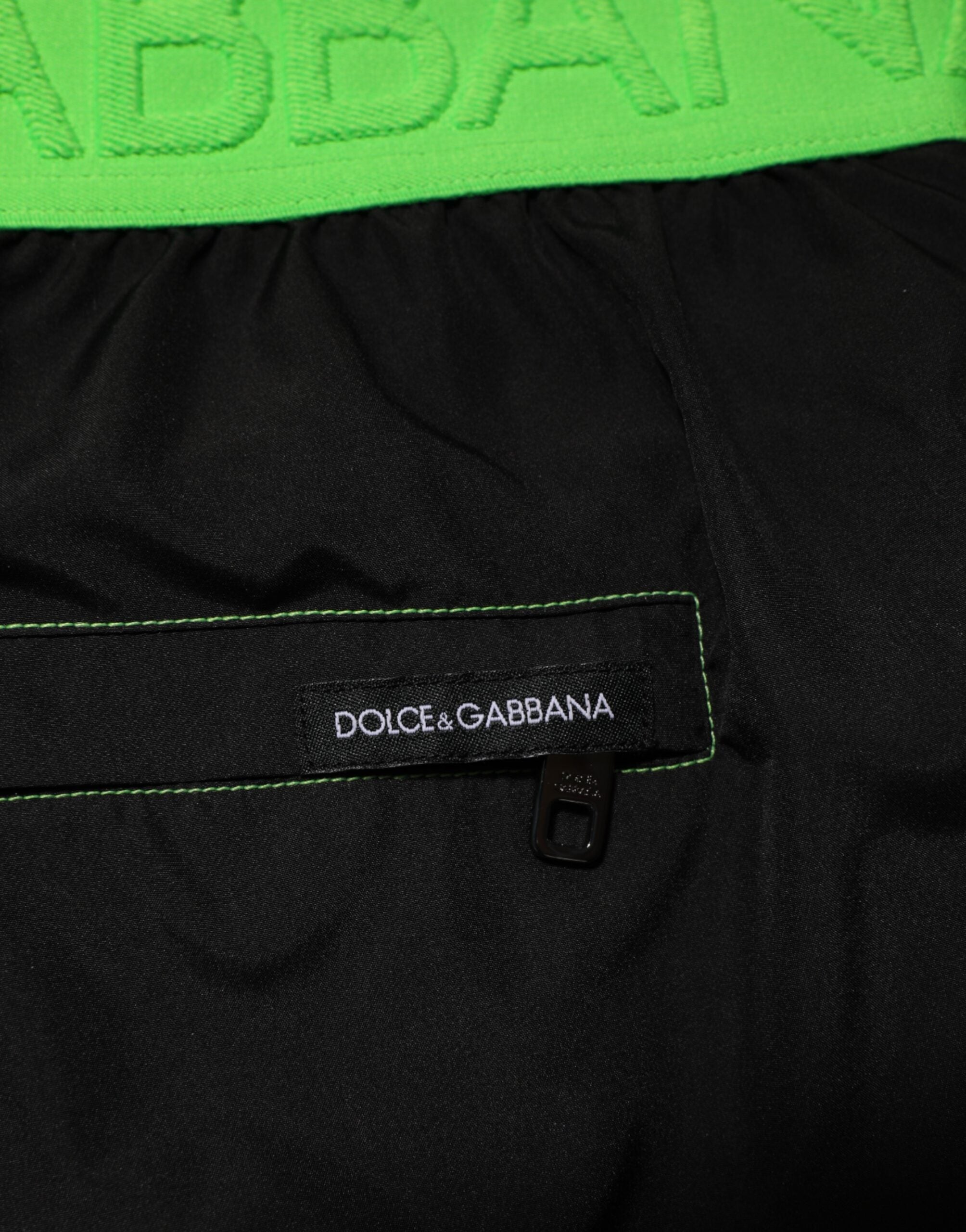 Dolce & Gabbana Schwarz Grün Logo Bund Bademode Kurze Bademode-6