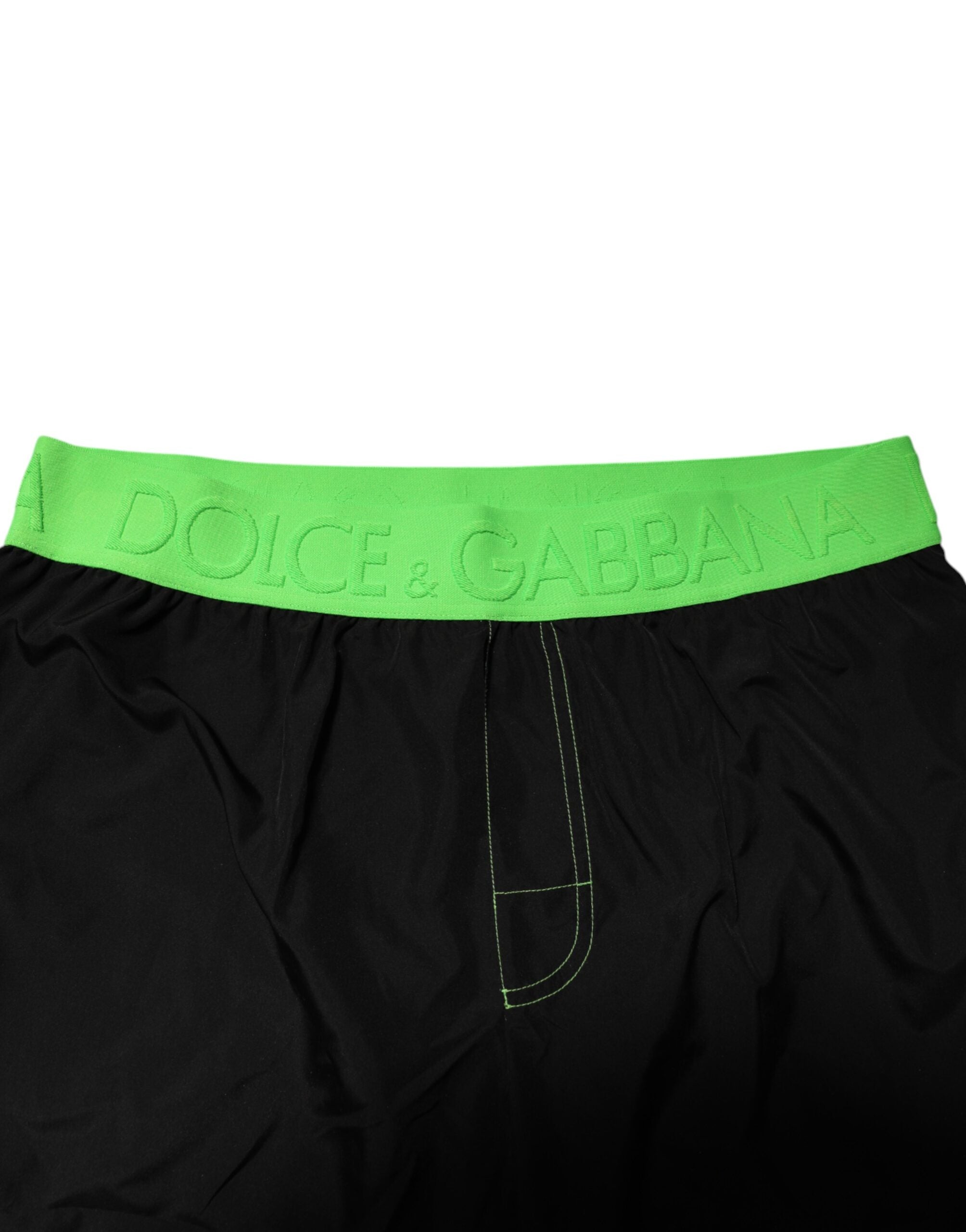 Dolce & Gabbana Schwarz Grün Logo Bund Bademode Kurze Bademode-5