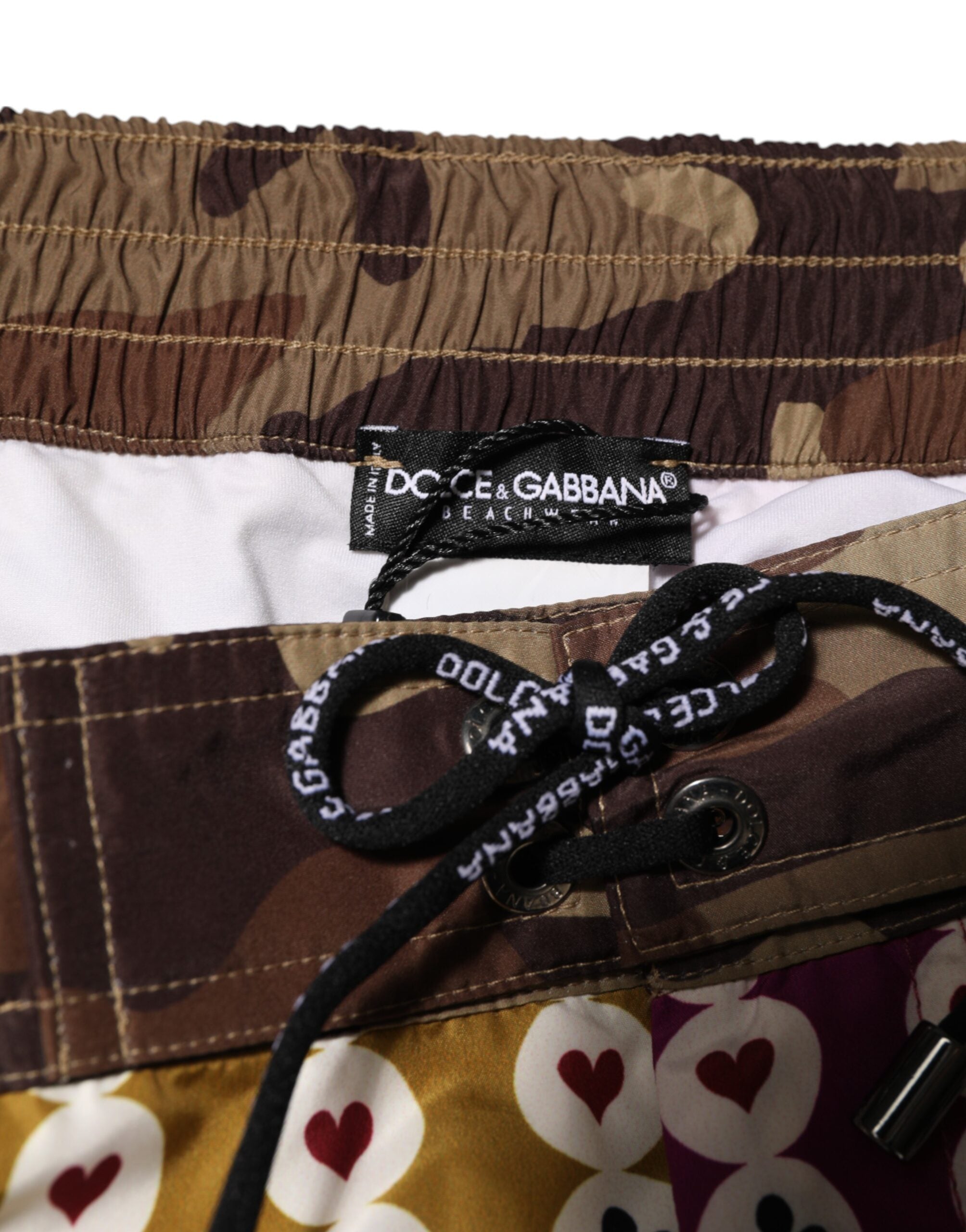 Traje de baño Dolce & Gabbana con pantalones cortos de camuflaje multicolor con naipes-7
